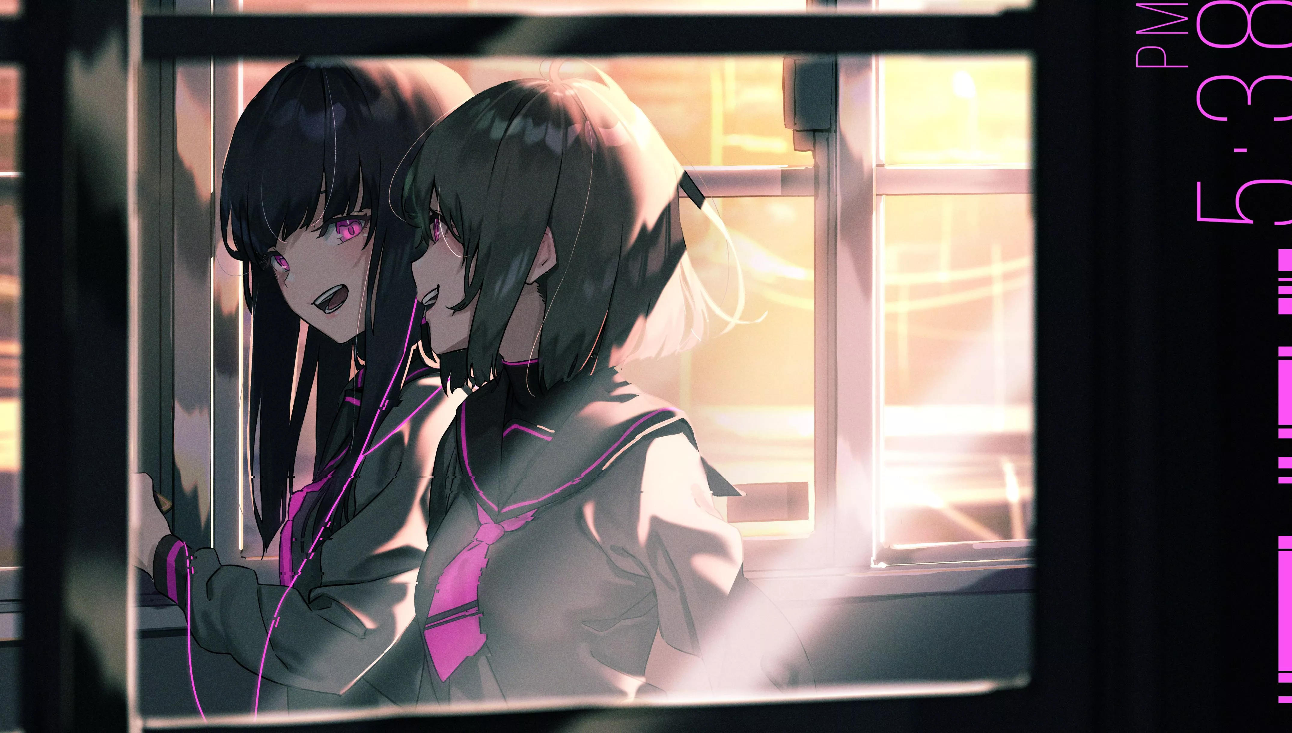 Download Earbuds Black Hair Pink Eyes