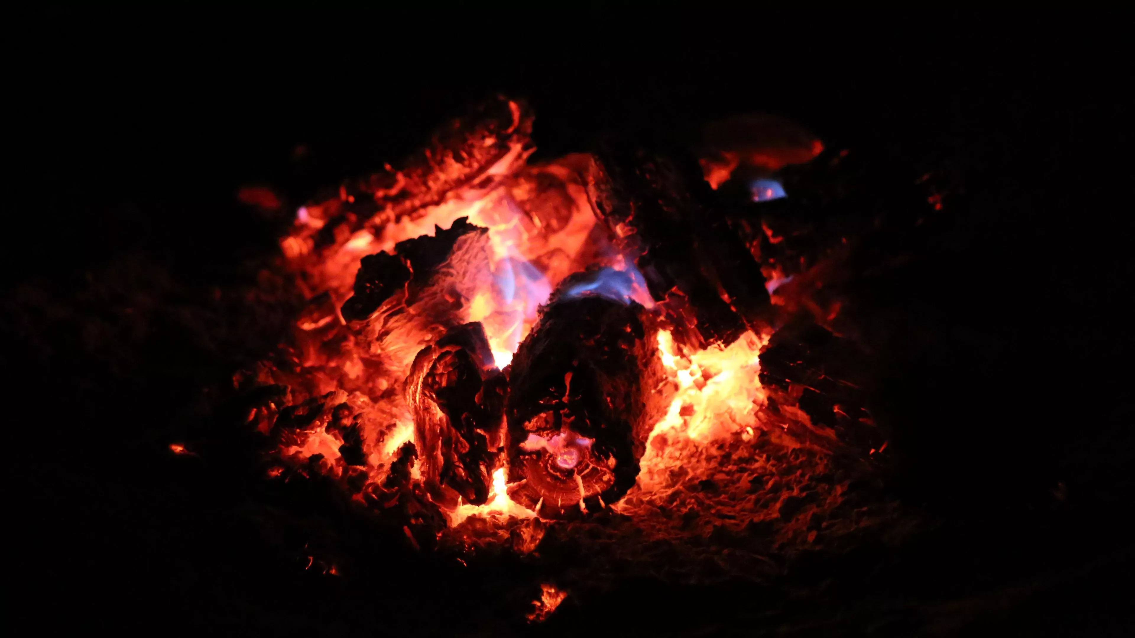 Bonfire Firewood Dark Background 4K HD
