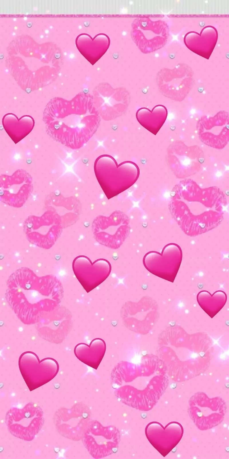 Pink hearts, lips, love, sparkle, HD phone wallpaper
