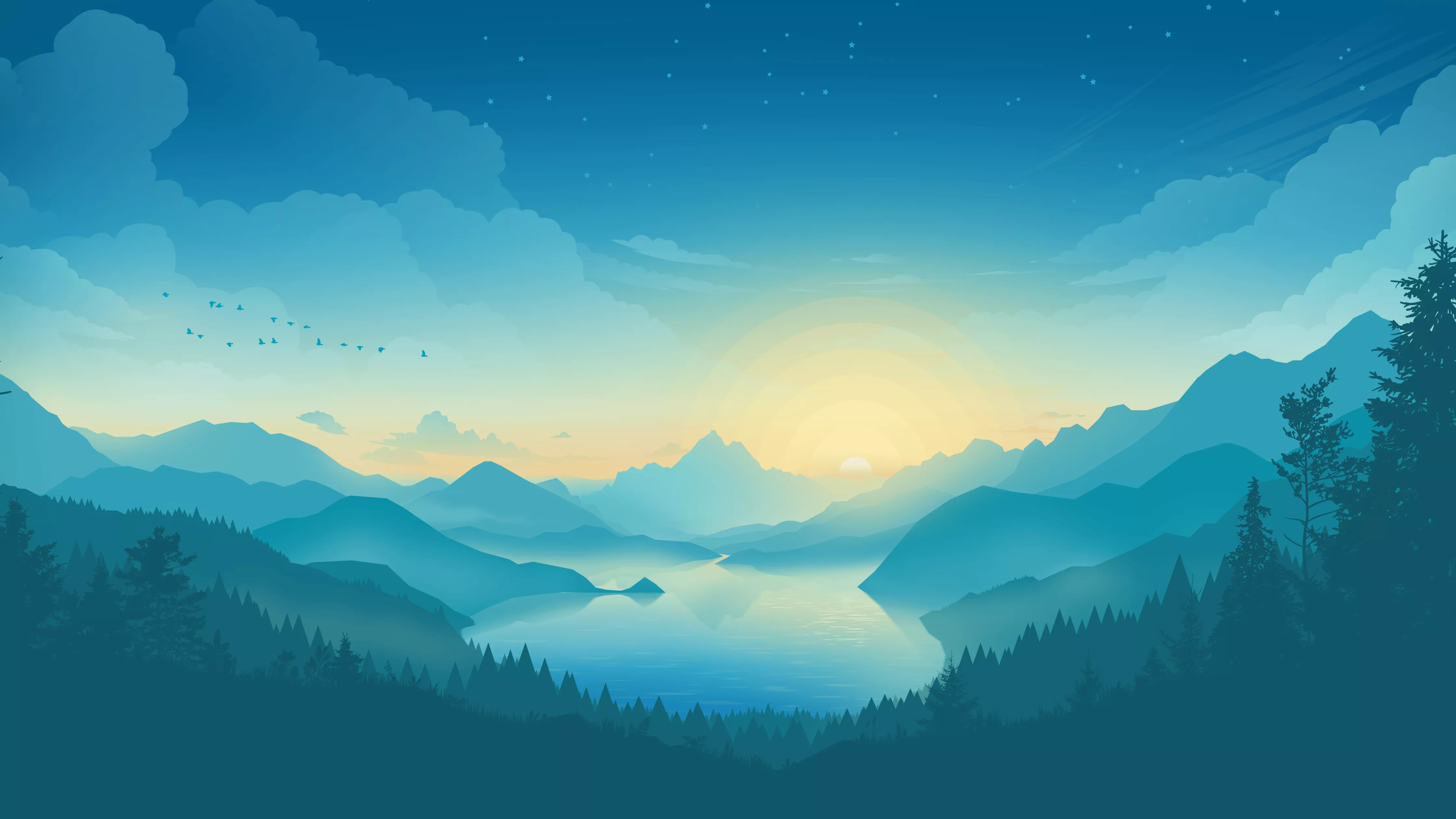 Lakeside Wallpaper 4K, Sunrise, Early