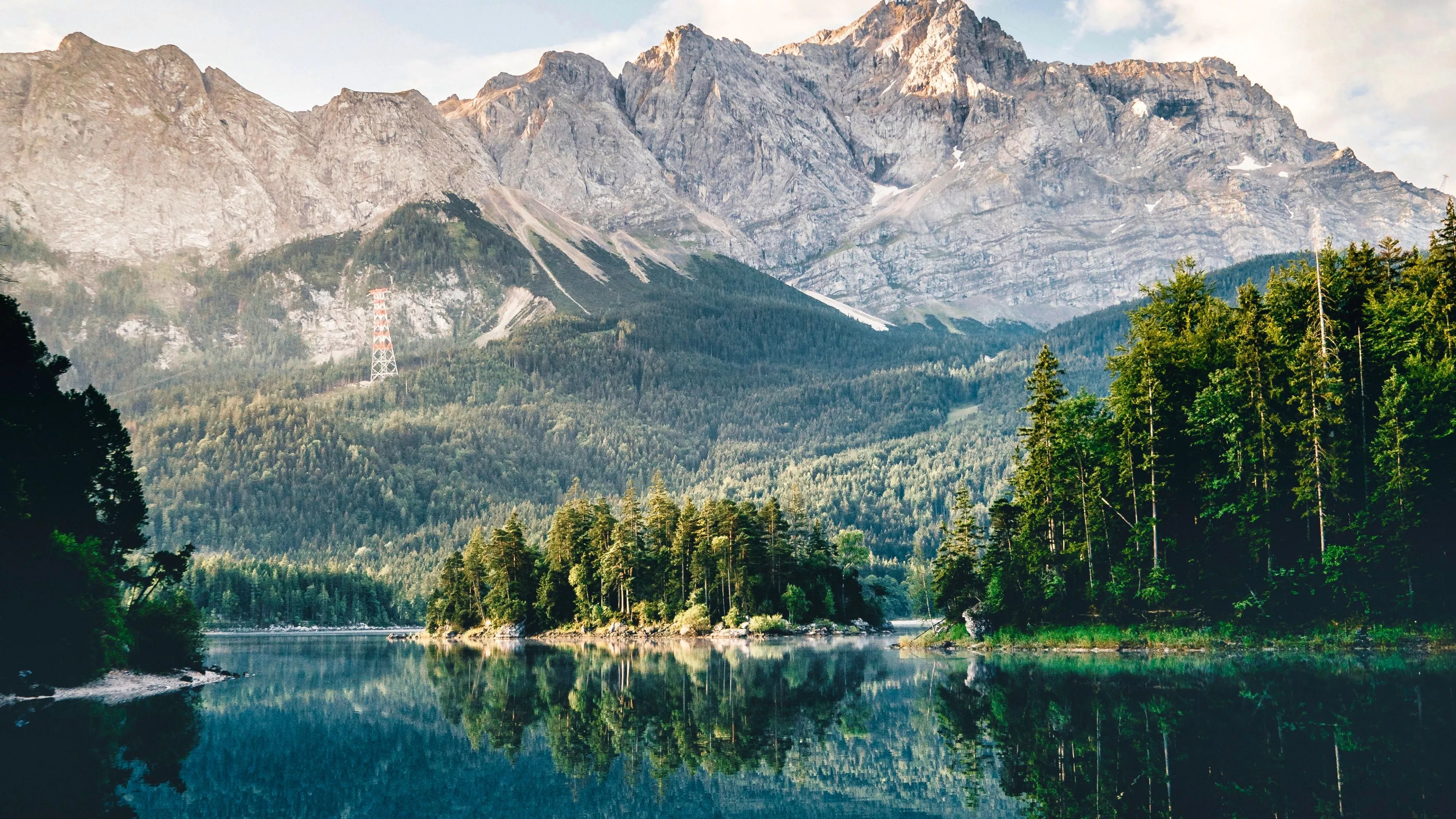 Lake Wallpaper 4K, Mountains, Forest, Reflection