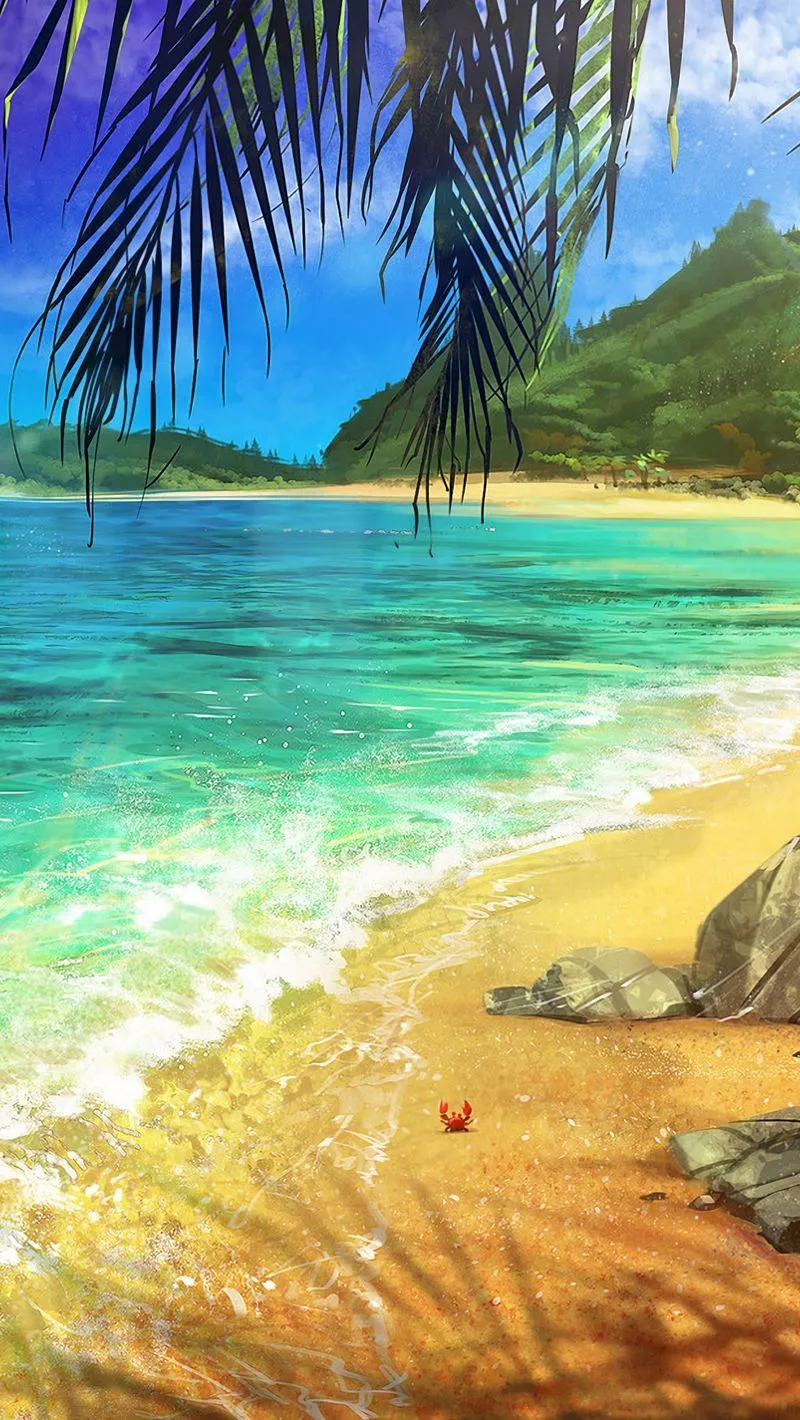 Download wallpaper 800x1420 beach, palm