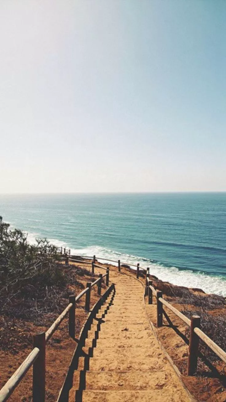 Beach Shore Stairs Path iPhone 8 Wallpaper