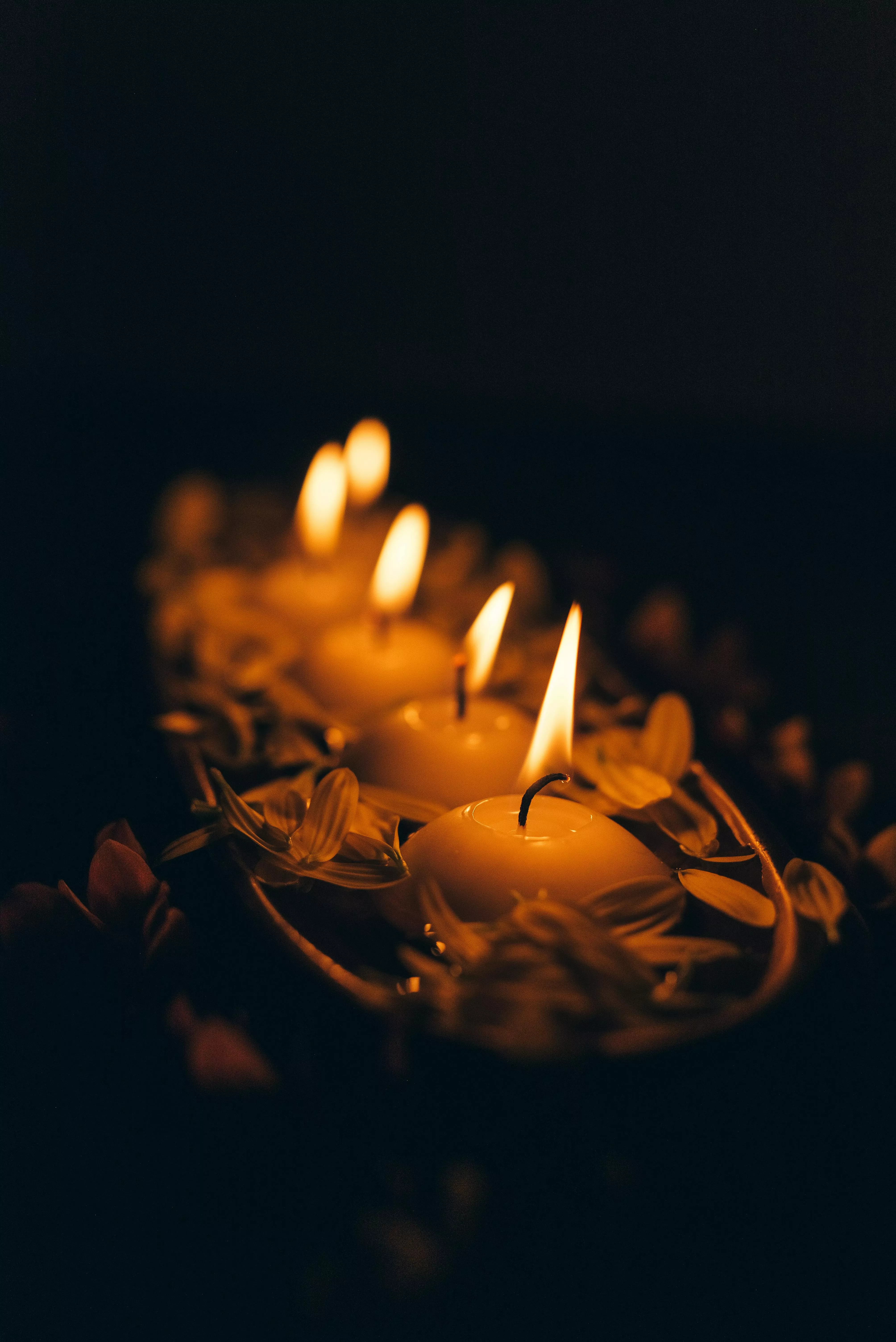 Lighted Candles in Dark Room · Free