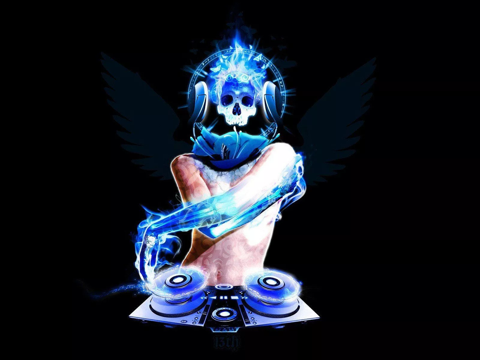 Electrifying DJ Skull: HD Music Wallpaper