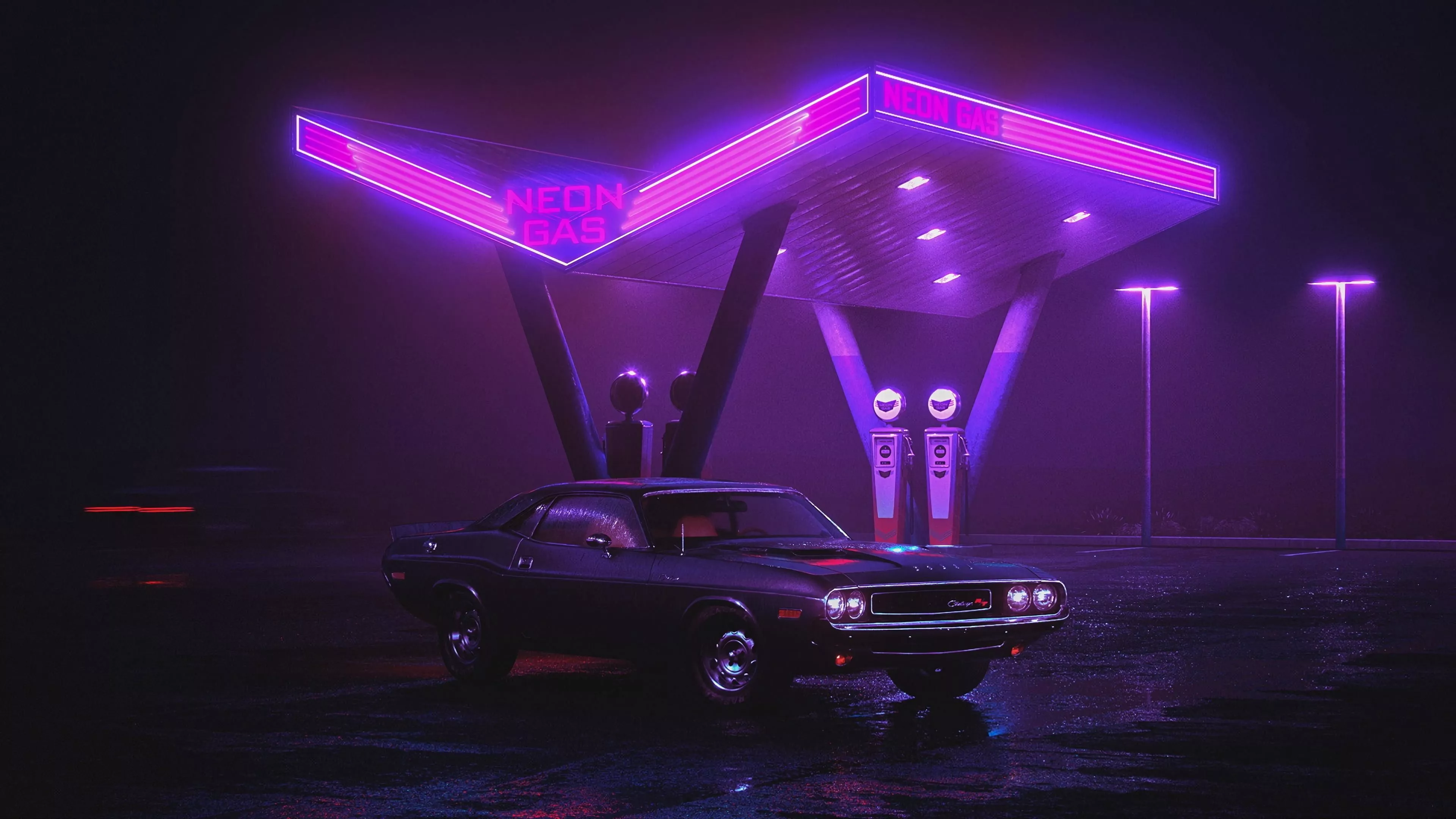Neon Gas Station [1920x1080]