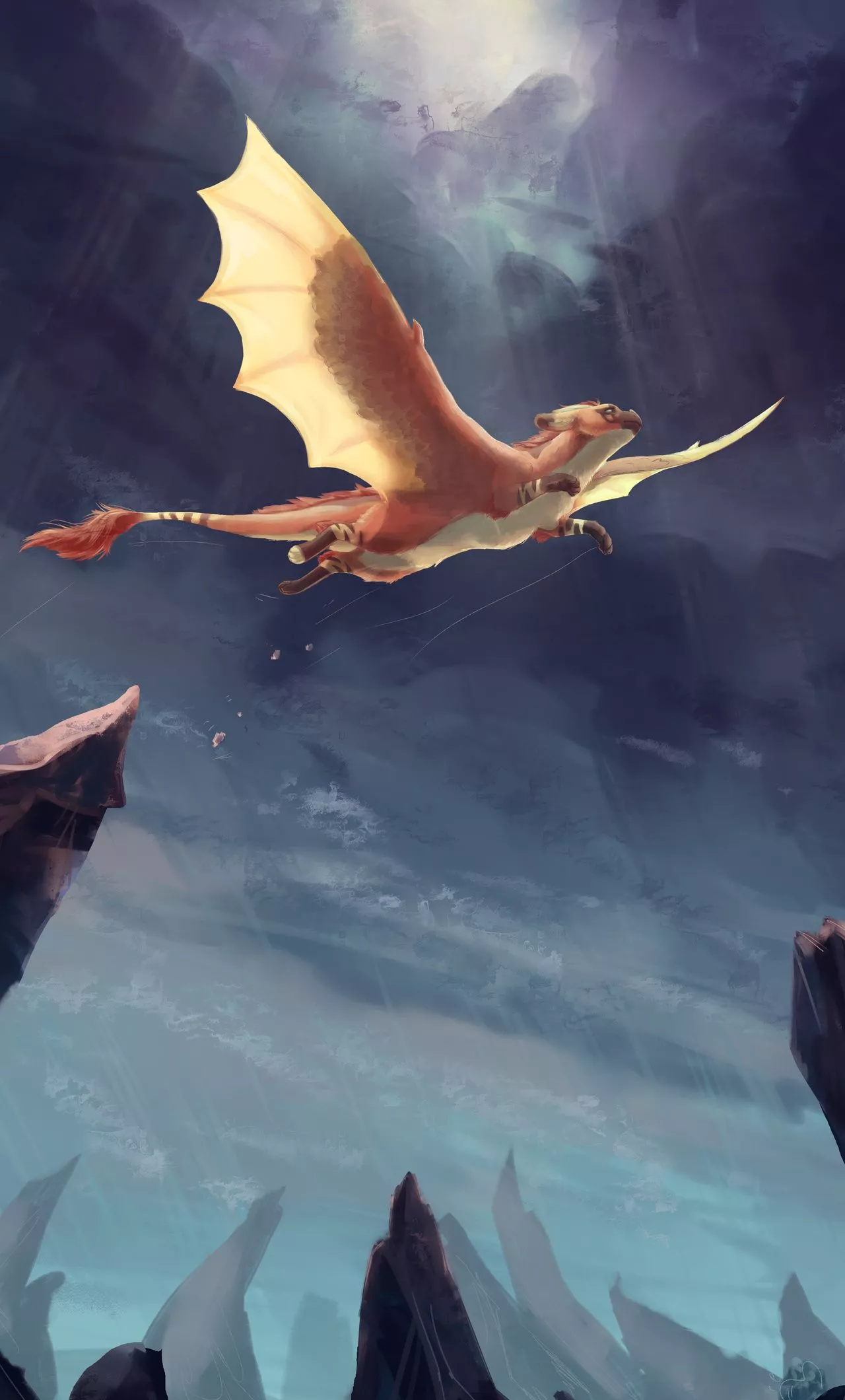 Furry Dragon In Storm Clouds