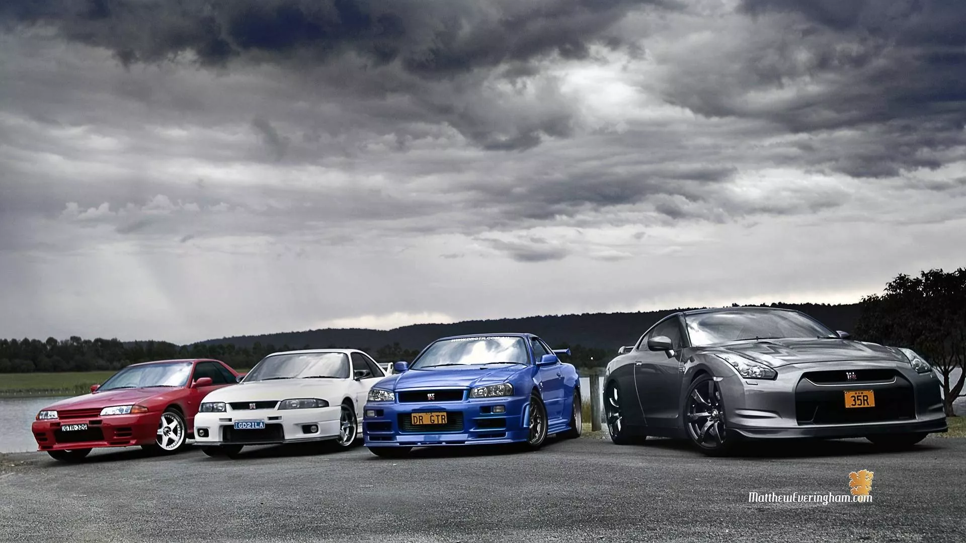 Jdm Cars Under Cloudy Sky Wallpaper
