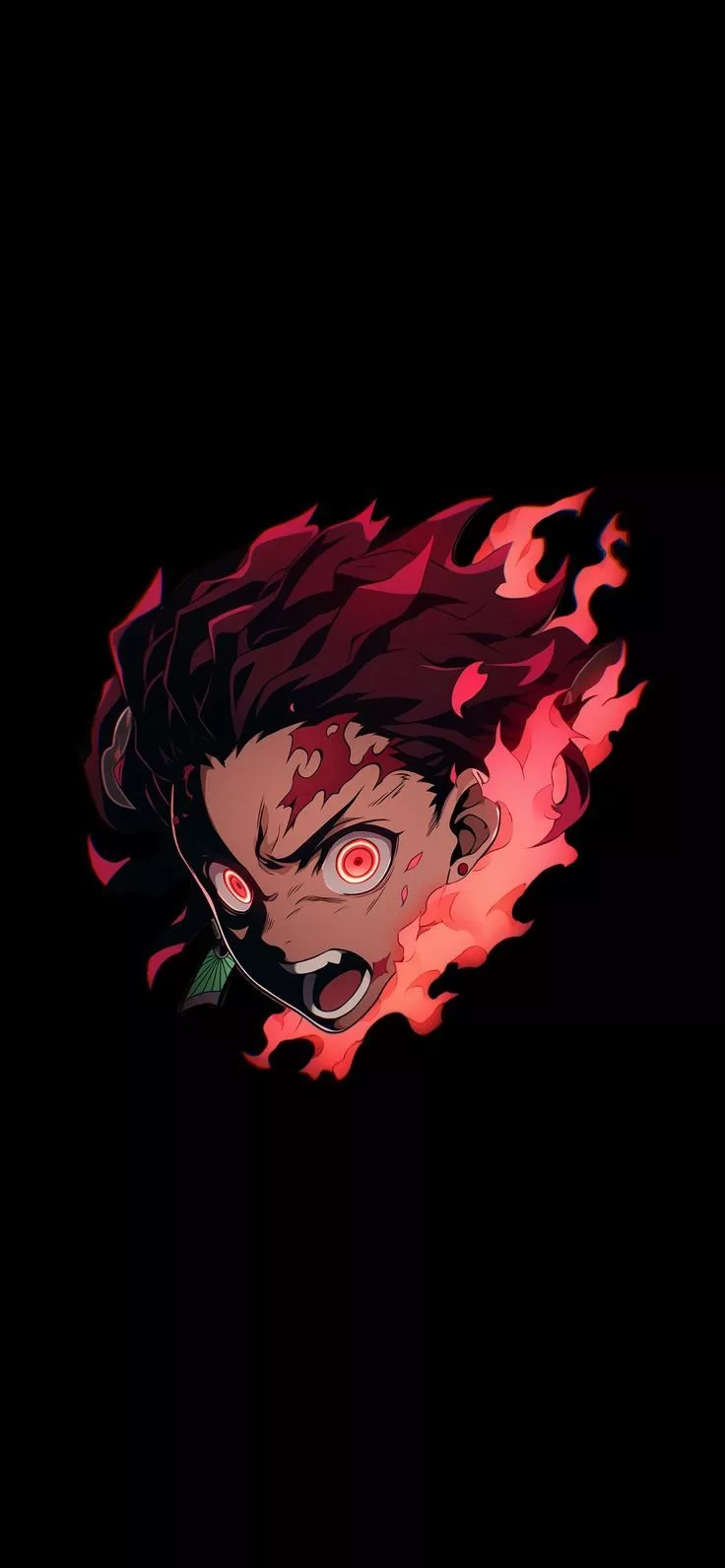 Tanjiro Kamado Flame Black Wallpaper