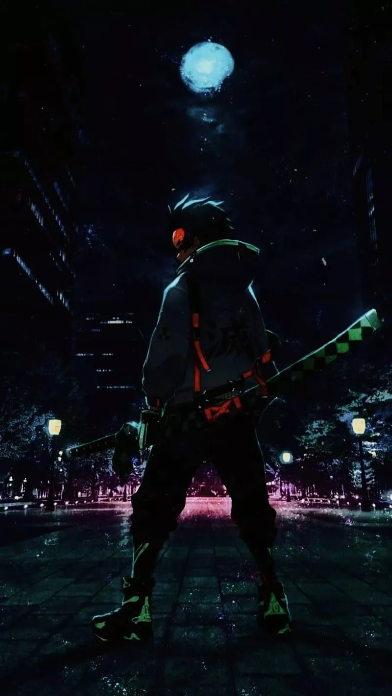 Tanjiro, anime, black, demon slayer