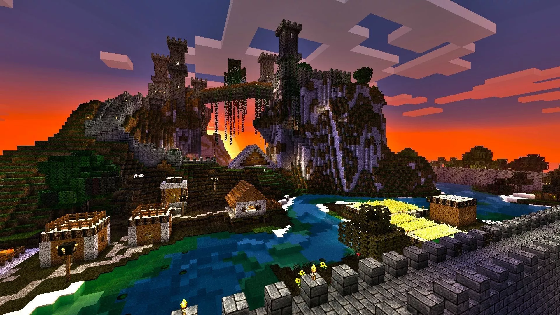 Minecraft Castle at Sunset