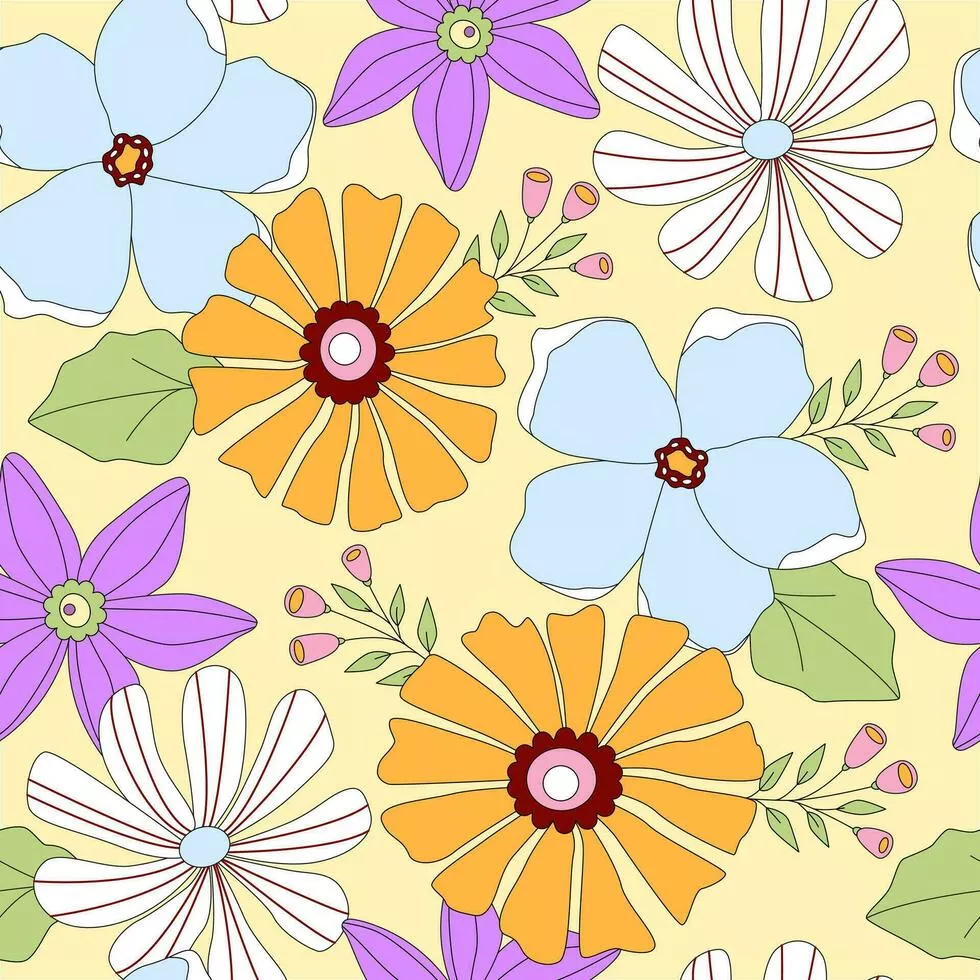 Retro summer floral pattern. Pretty