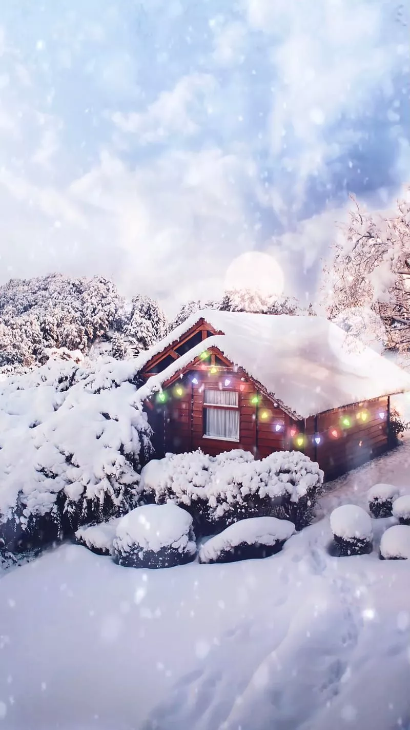 HD snowy christmas cabin wallpaper