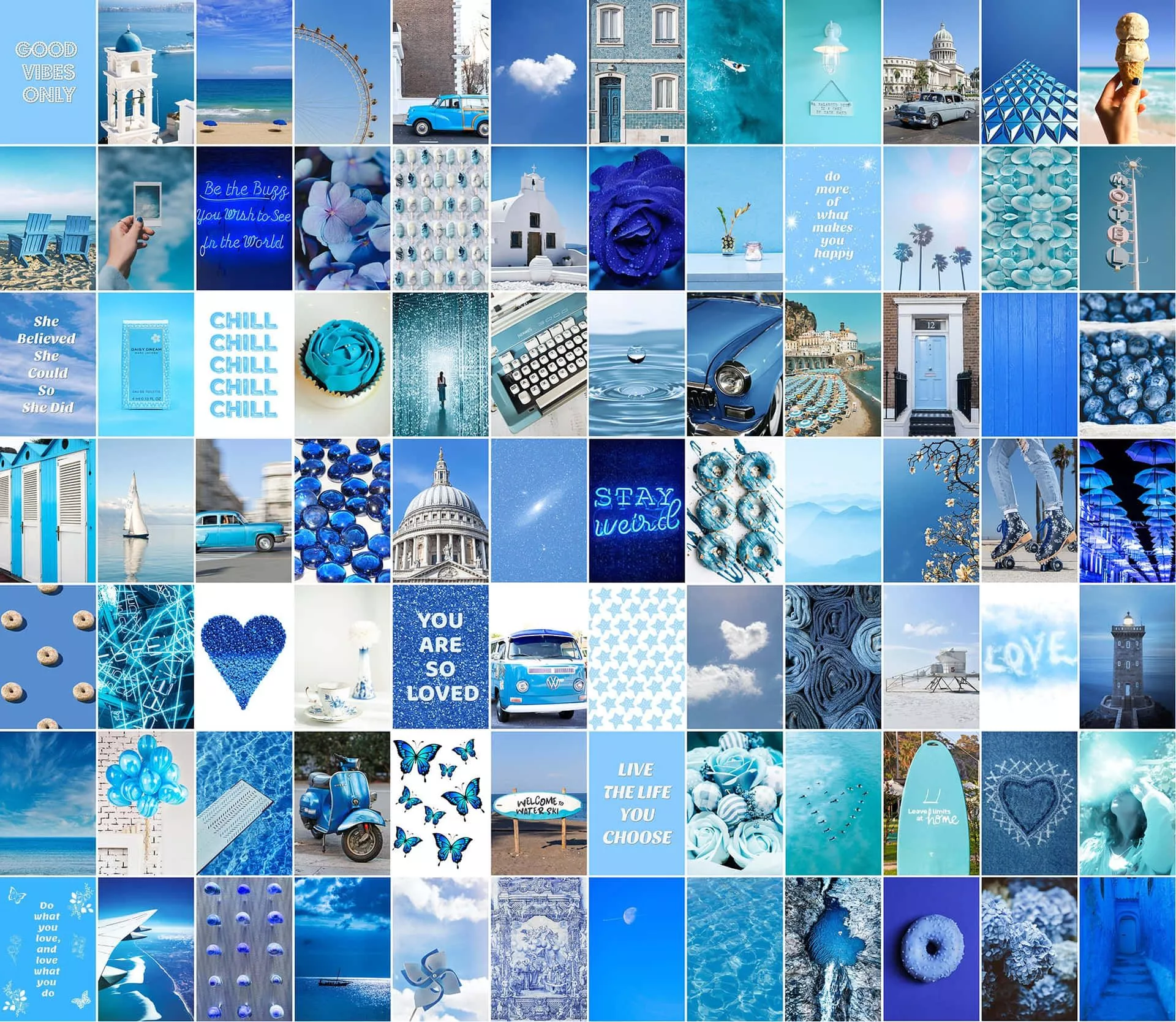 Aesthetic Blue Collage Wallpaper