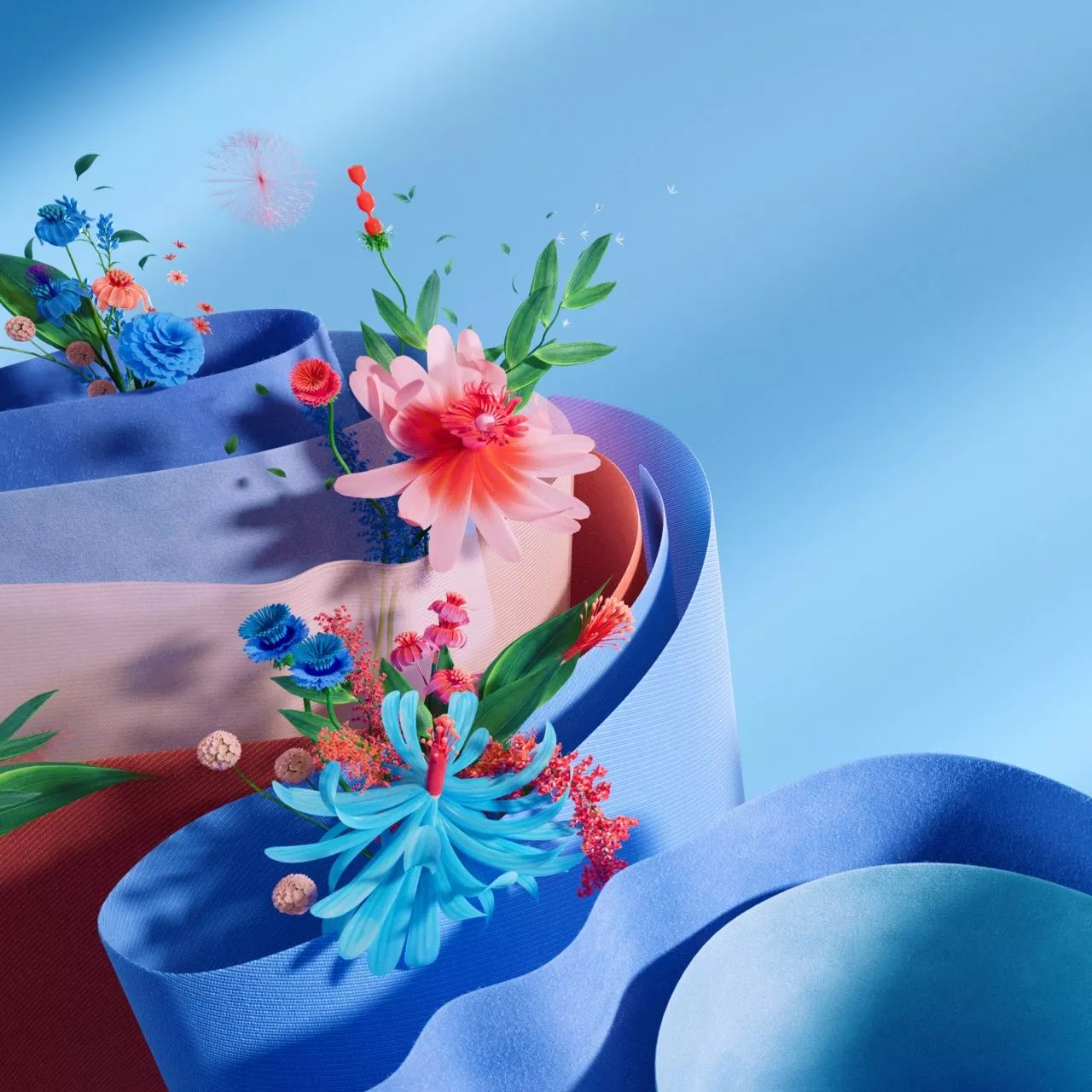 Floral Wallpaper 4K, Blue aesthetic