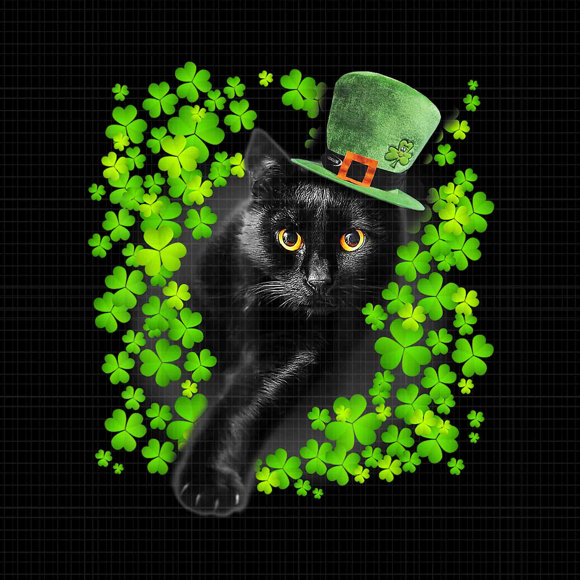 St Patrick Day Black Cat Png, Kitten