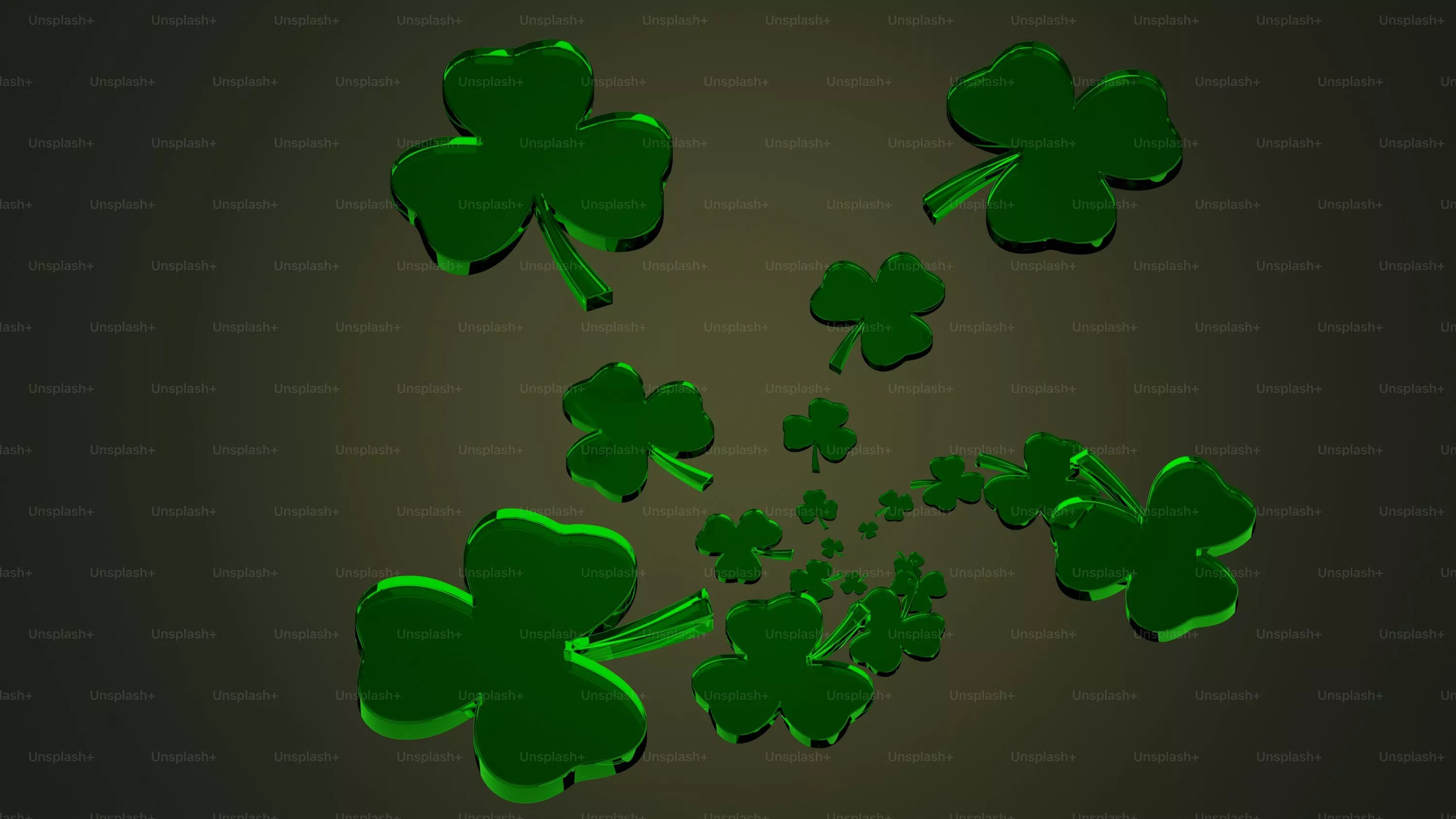 green shamrocks on a black background