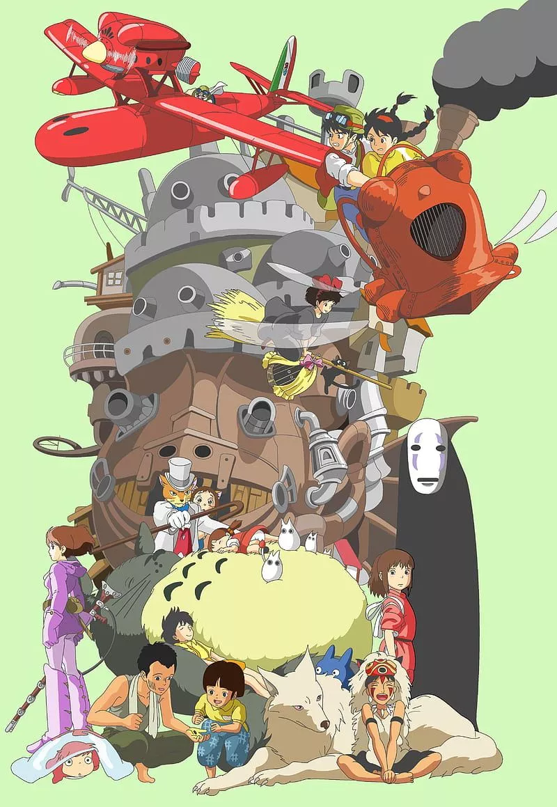 Studio Ghibli, forest, plants, water