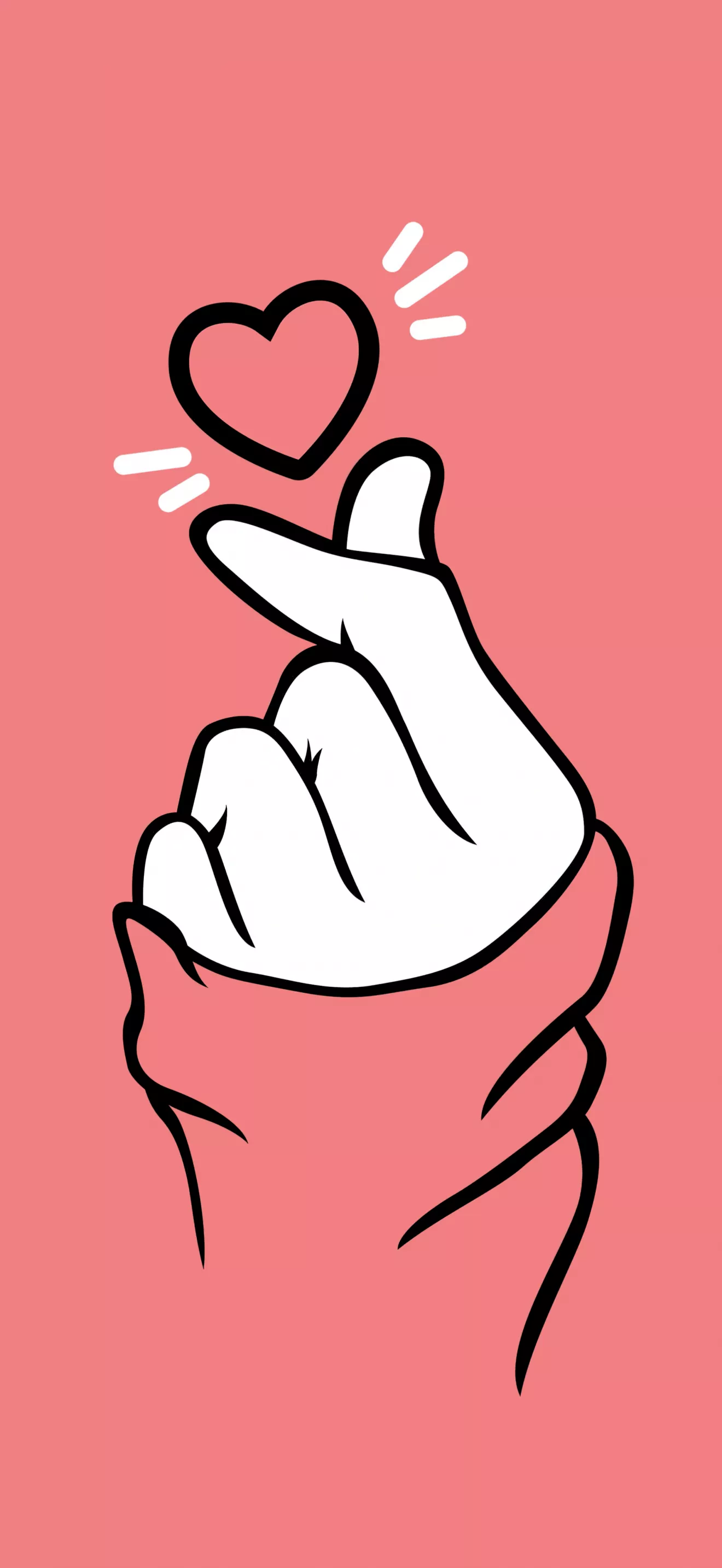 Finger heart Wallpaper 4K, Pastel pink