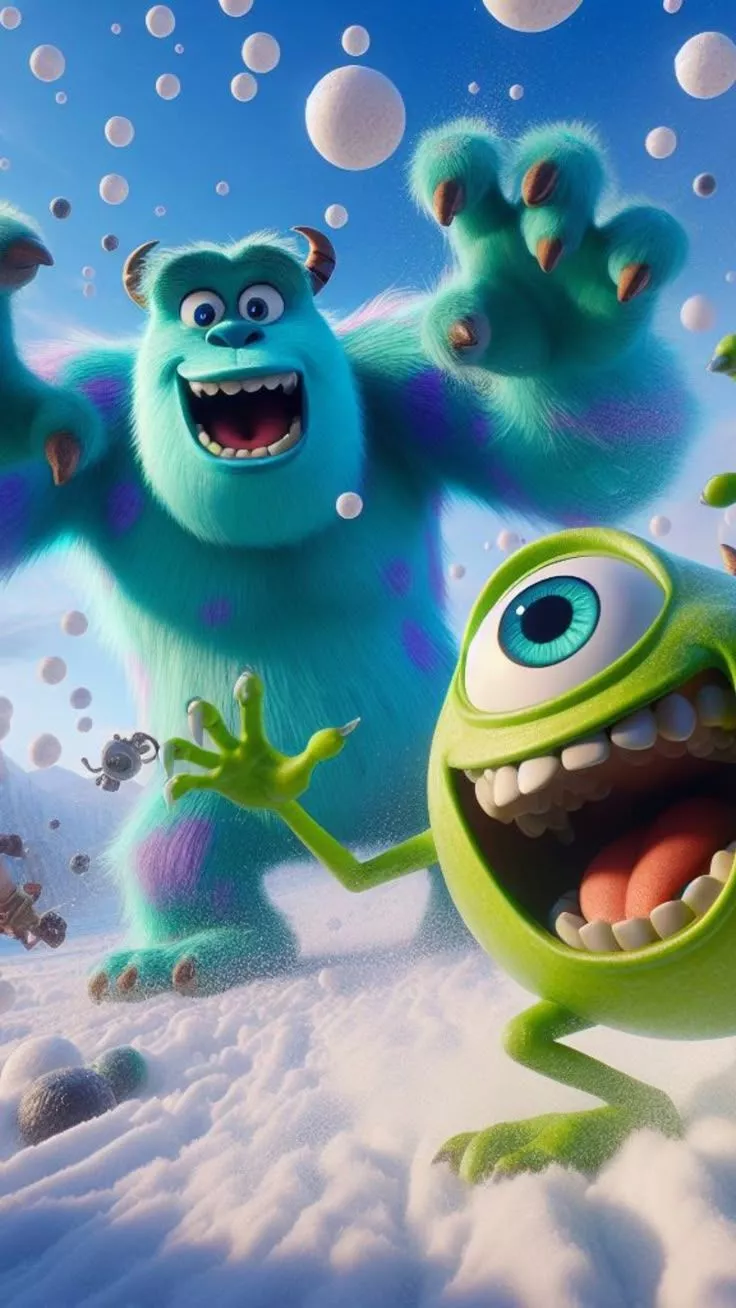 Mike & Sully Playing In The Snow