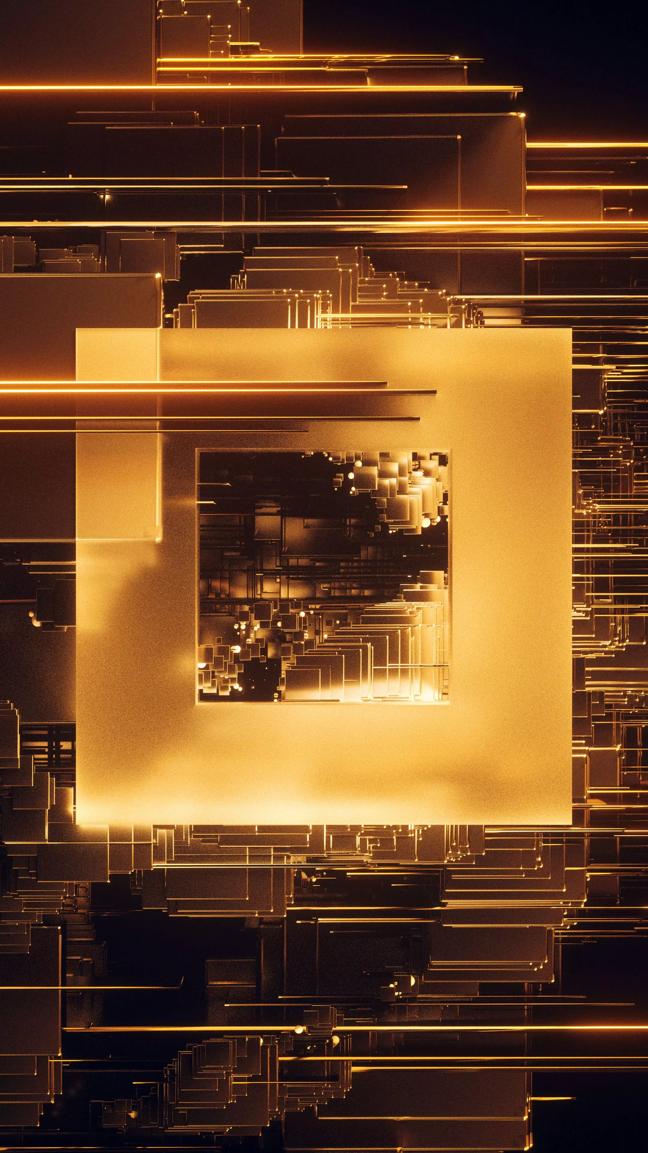 Square Wallpaper 4K, Glitch, Golden