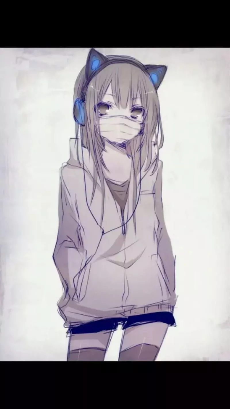Masked Anime Girl, cute, HD phone