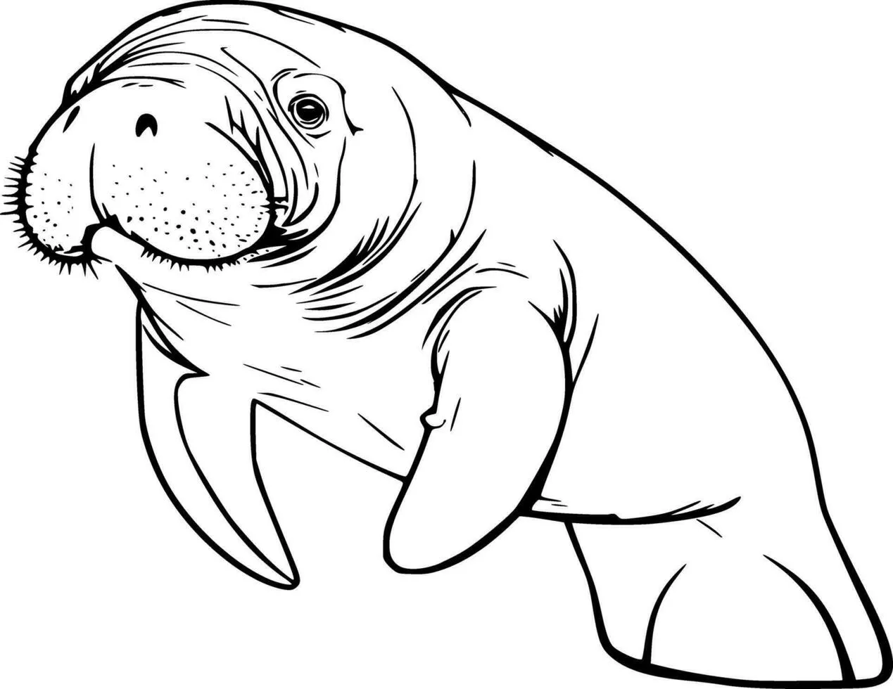 Manatee Outline Vector Art, Icon