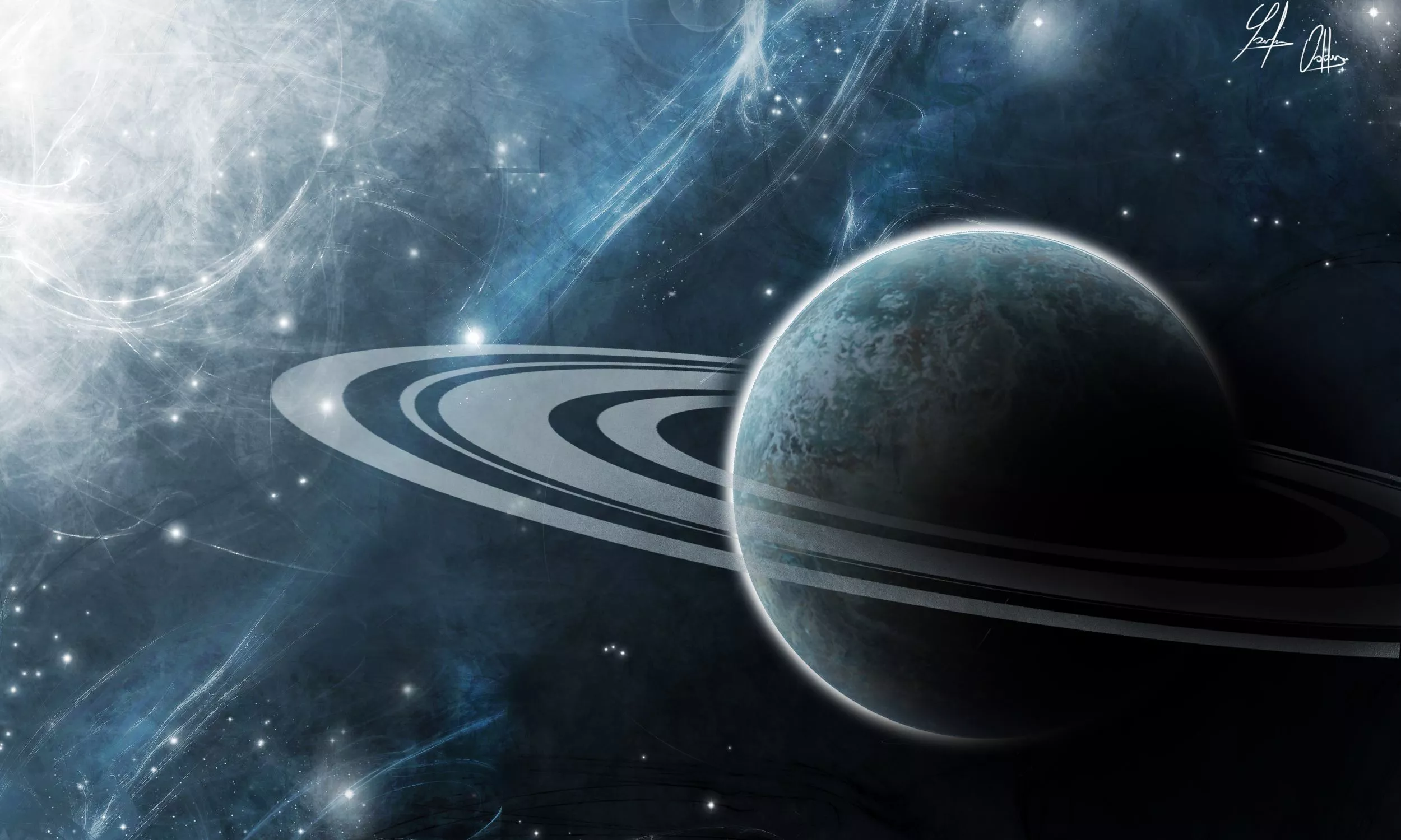 Wallpaper space, the universe, planet, ring, art, Saturn for mobile and desktop, section космос, resolution 2500x1500
