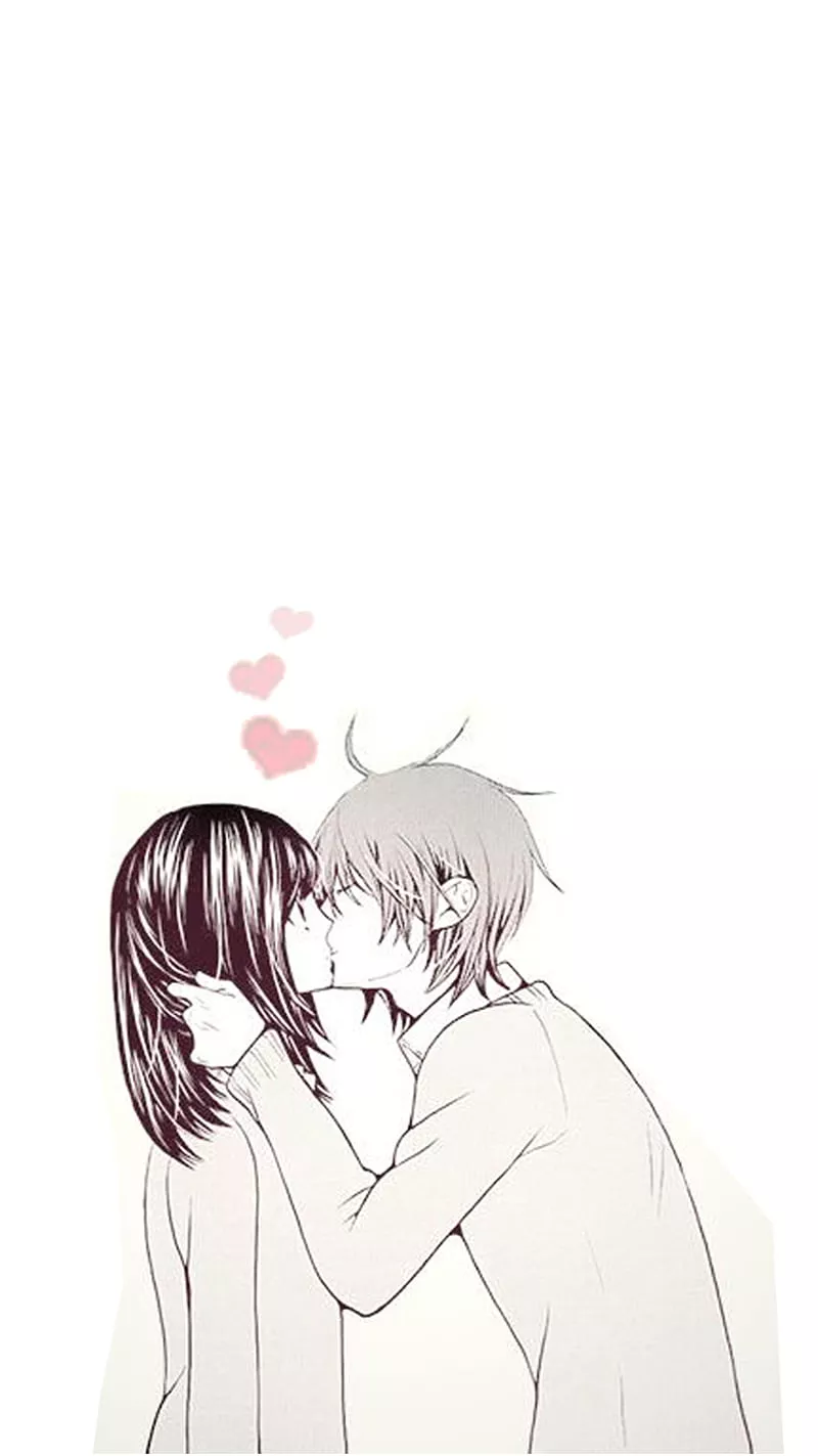 Anime Kiss, boy, girl, HD phone
