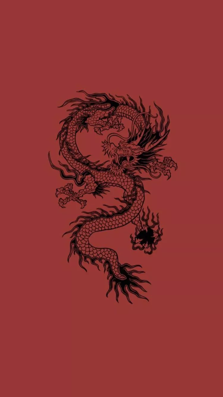 Japanese Dragon In Black Outline