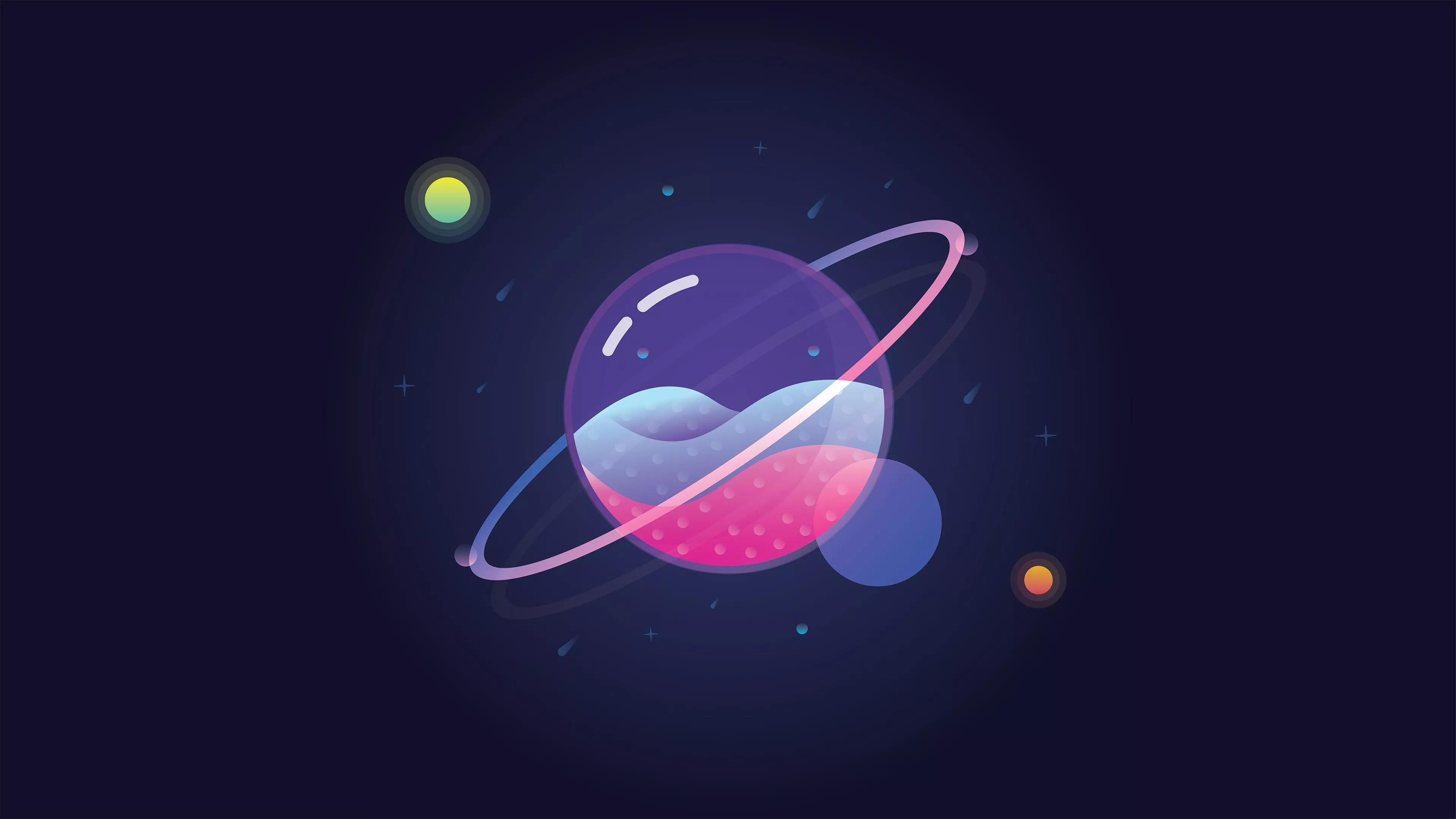 Minimal Saturn Planet Wallpaper, HD