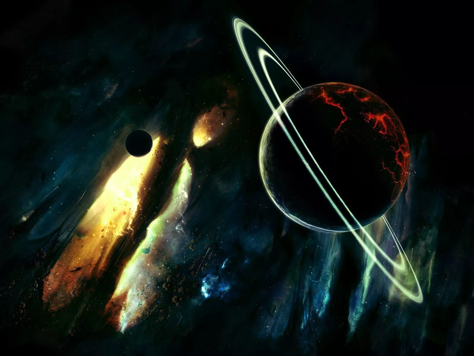 Wallpaper light, planet, Saturn