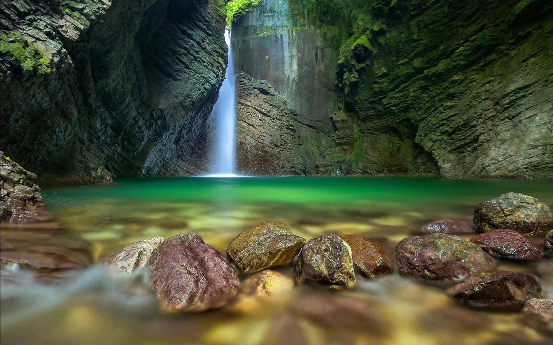 Download Cave Nature Waterfall HD Wallpaper