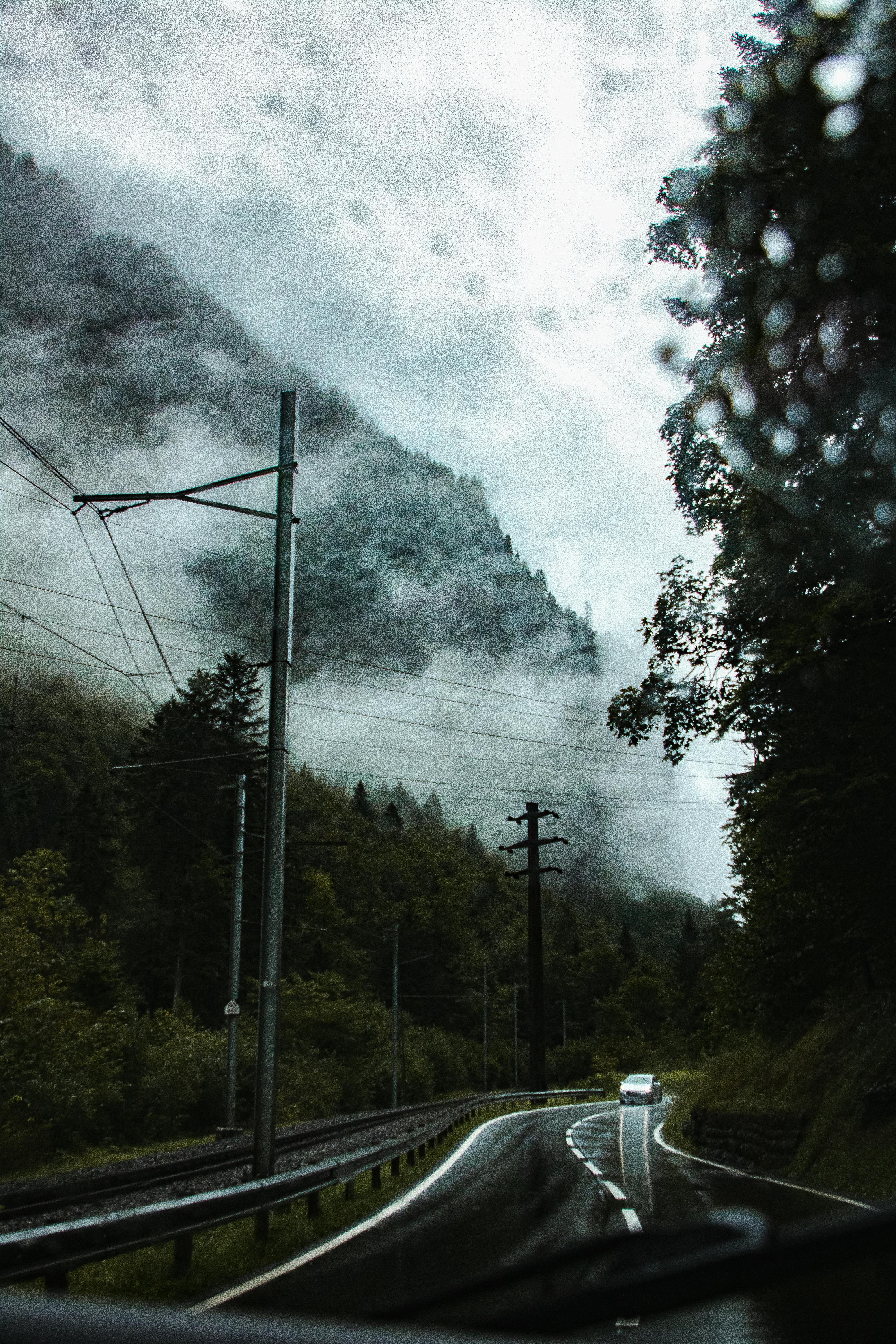 Gloomy Weather in the Countryside Road