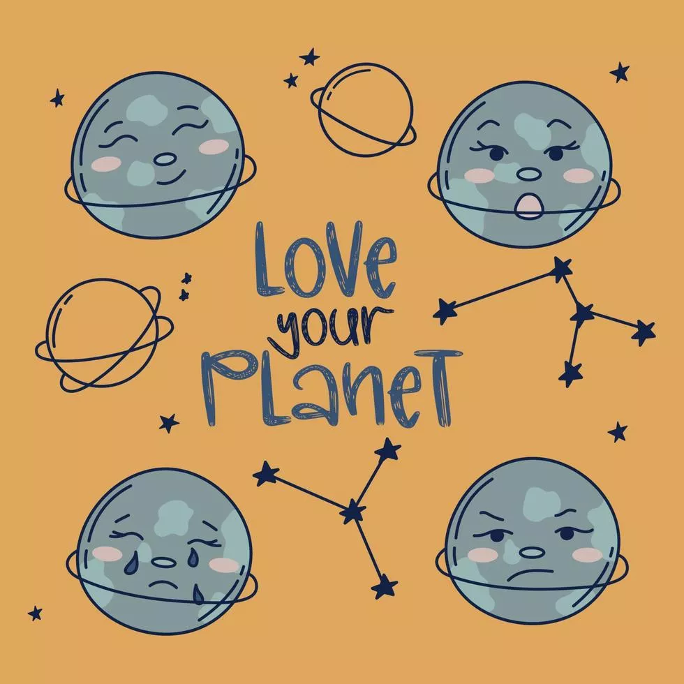 Love your planet doodle vector