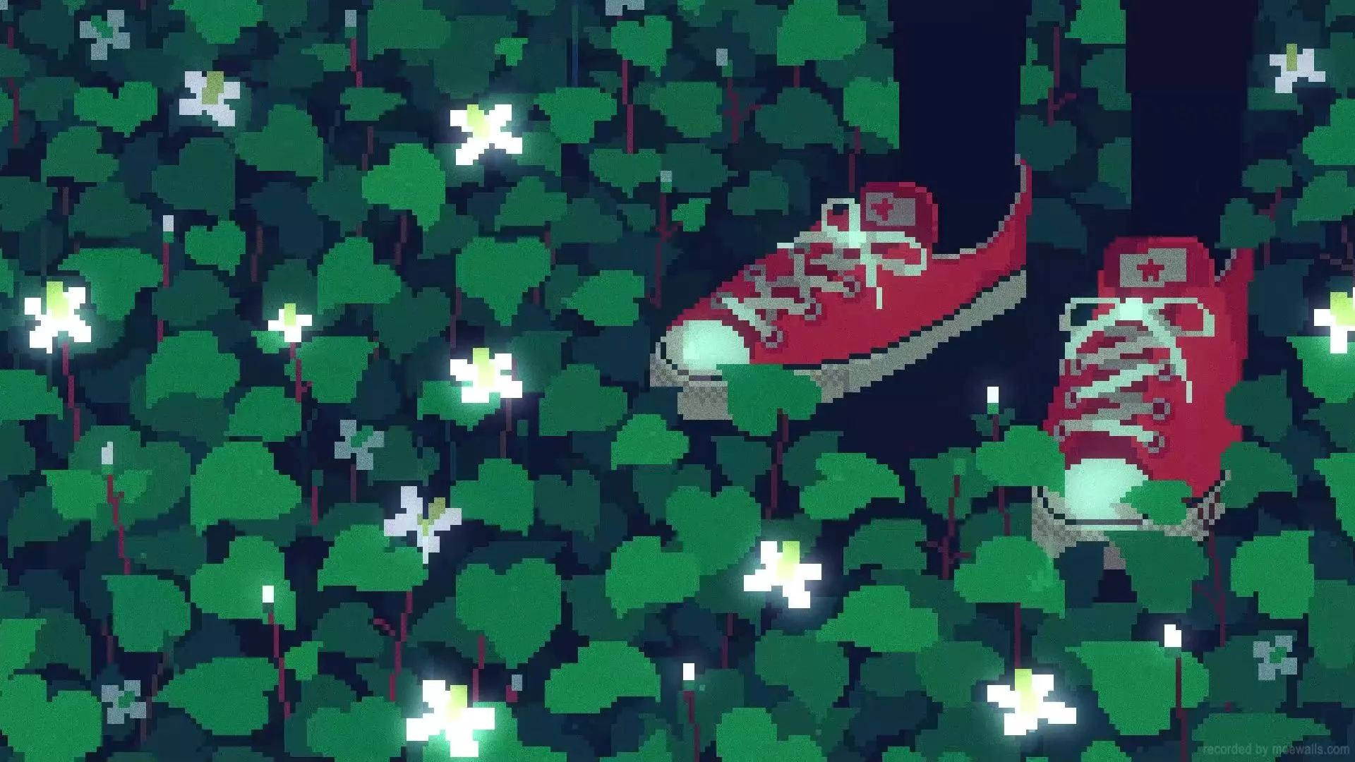 Lofi Rain Flower Field Pixel Live Wallpaper