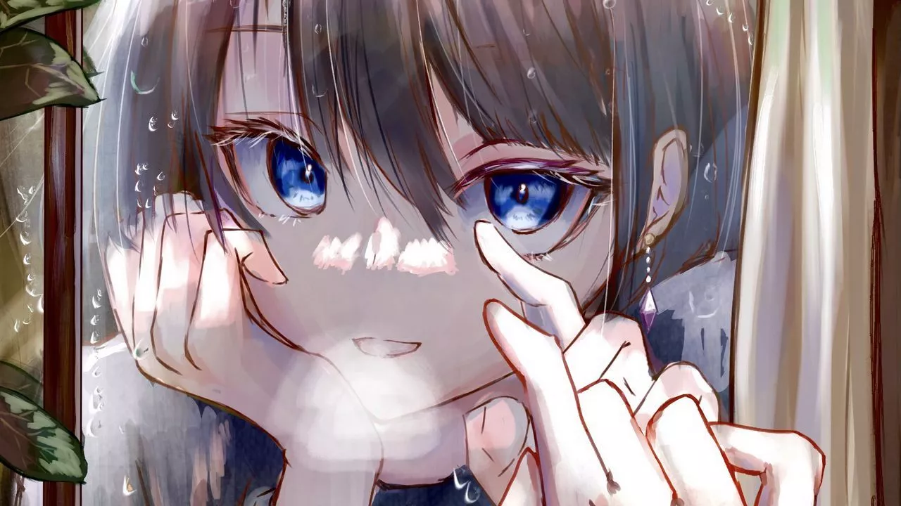 Wallpaper girl, window, reflection