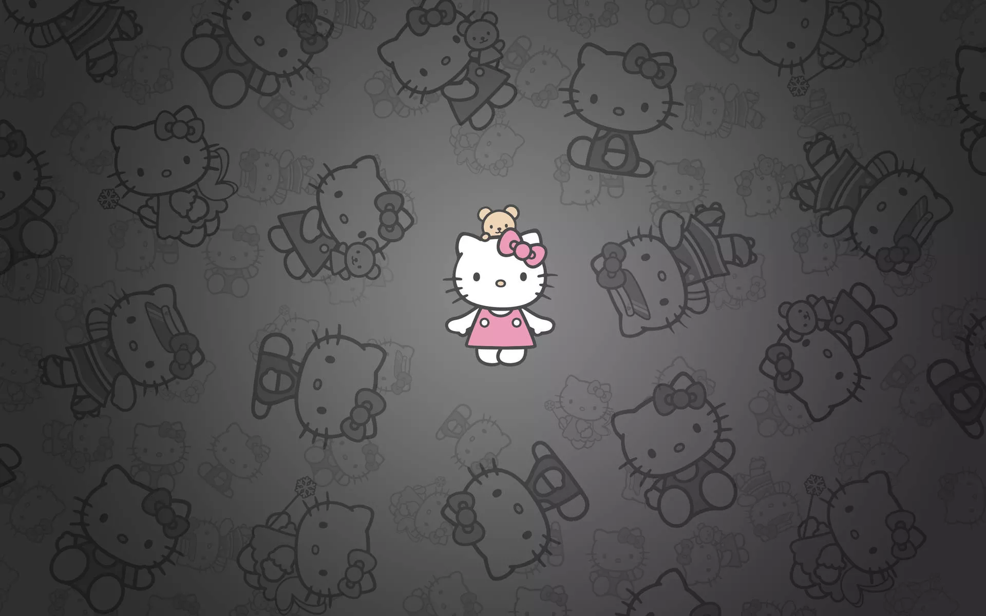 Black And White Hello Kitty Desktop