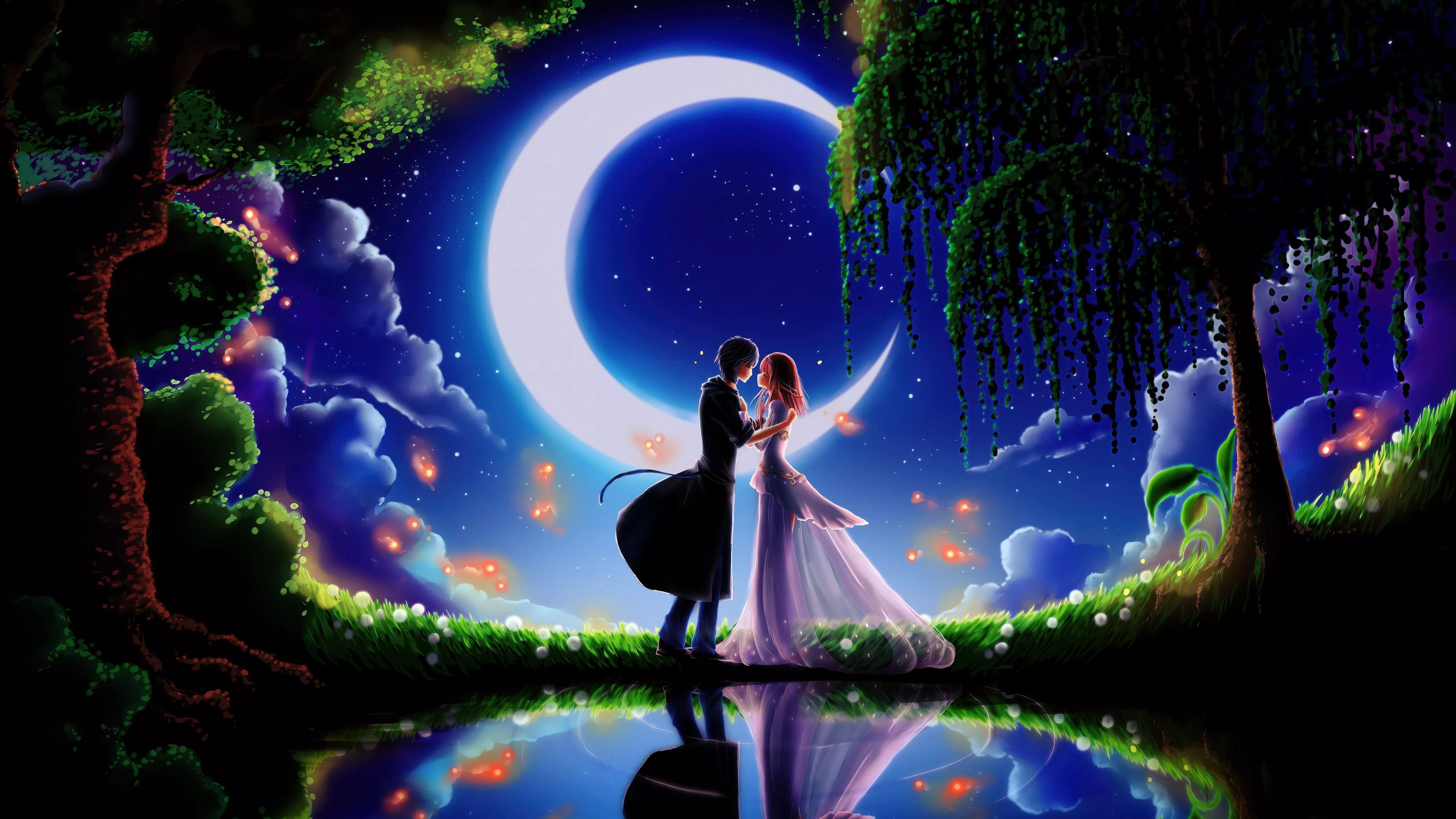 Anime couple Wallpaper 4K, Kiss