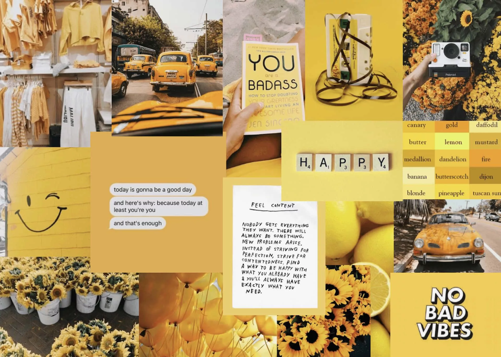 Yellow Aesthetic Collage Wallpaper