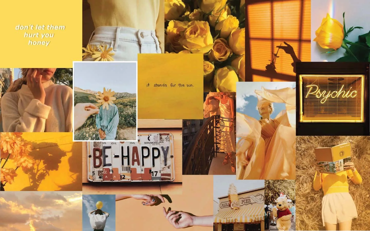 Yellow Aesthetic Collage Wallpaper