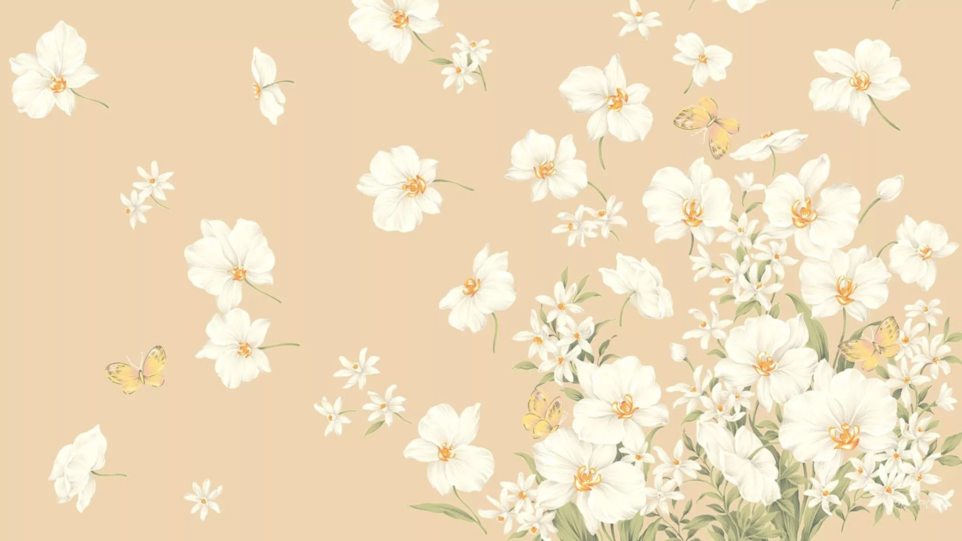 Flowery Beige Aesthetic Laptop
