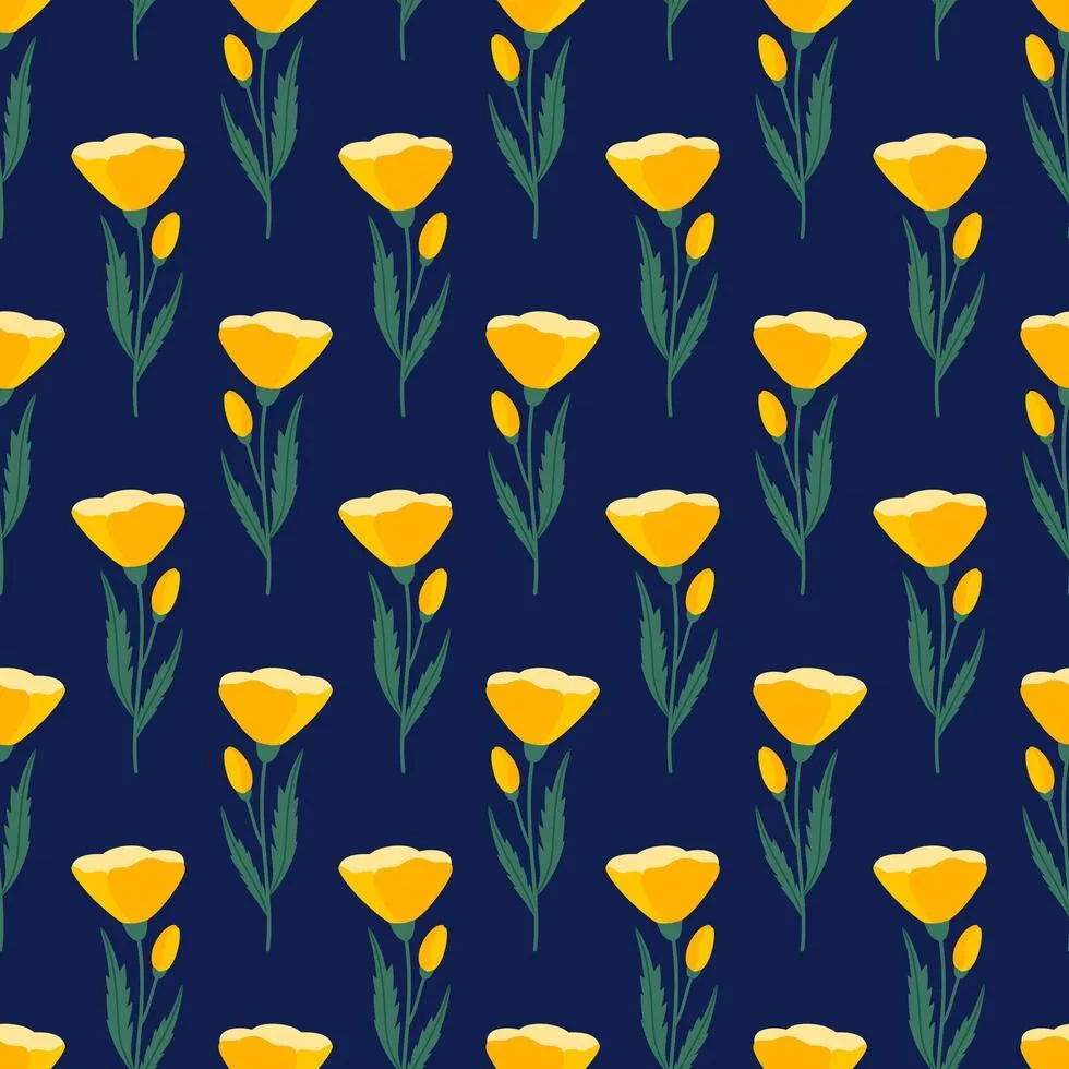 Yellow poppies on a dark background