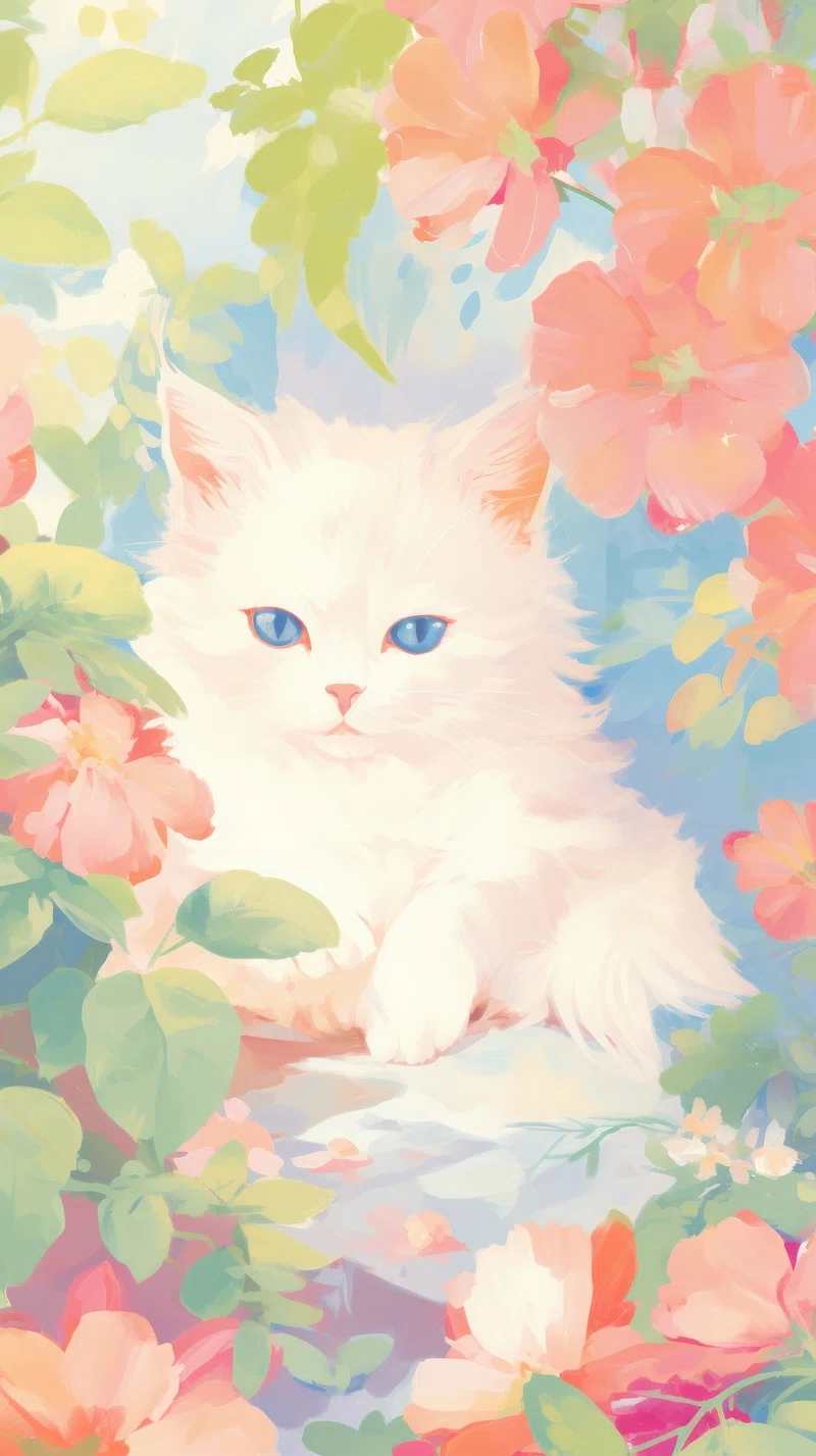 Cute Cat Wallpaper Background Of Flower