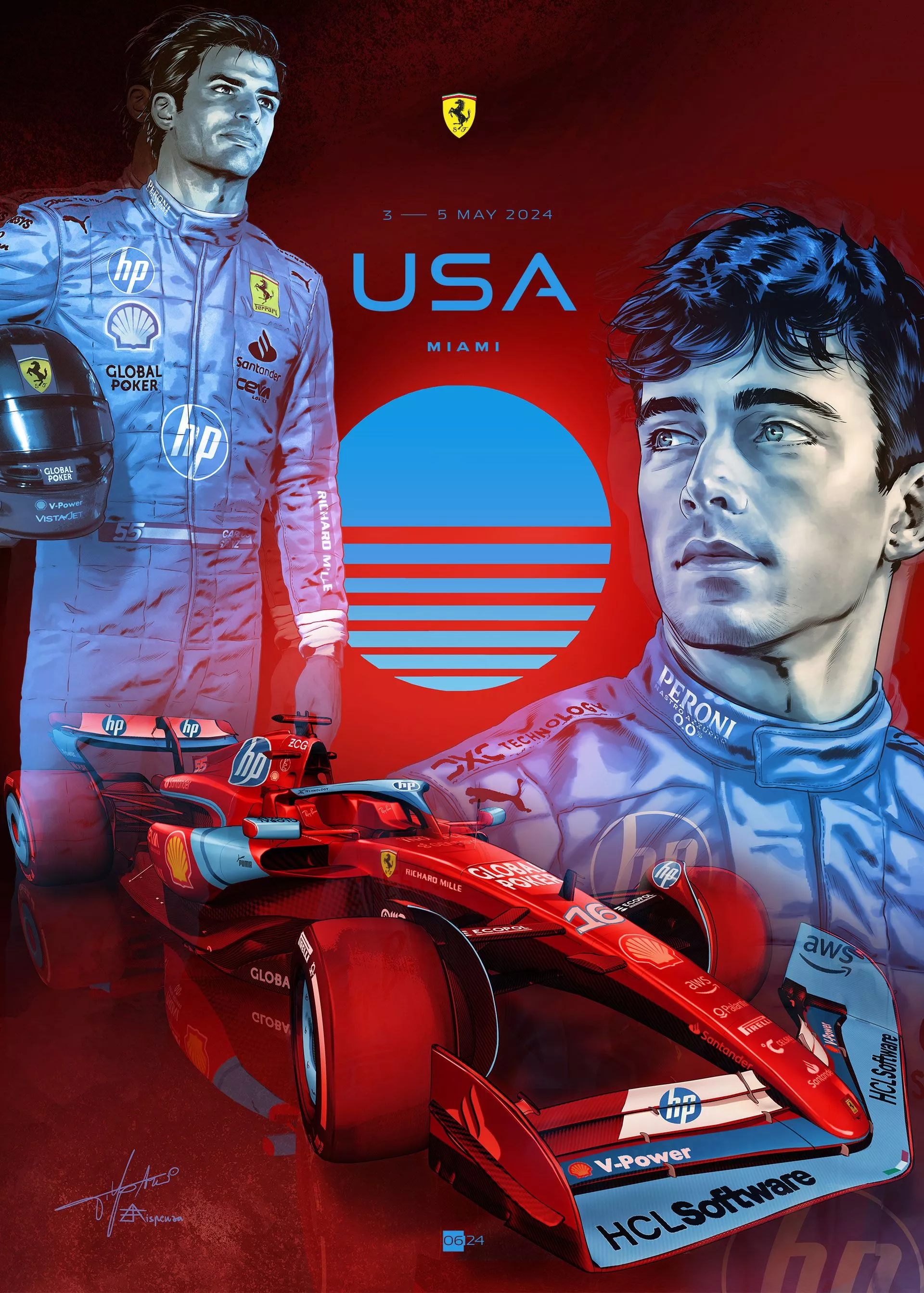 2025 F1 FERRARI COVER ART RACE POST
