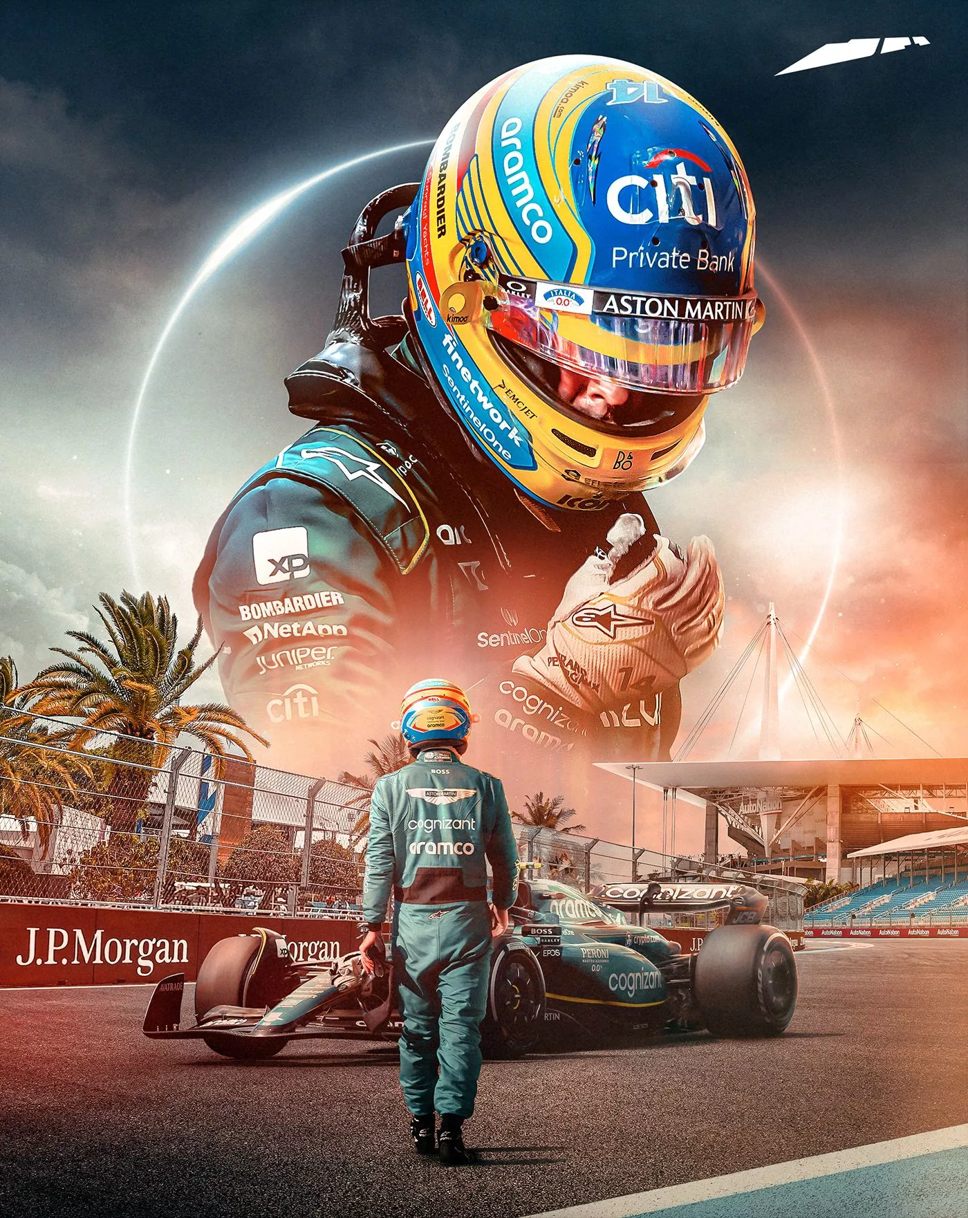 Fernando Alonso Aston Martin F1 Poster