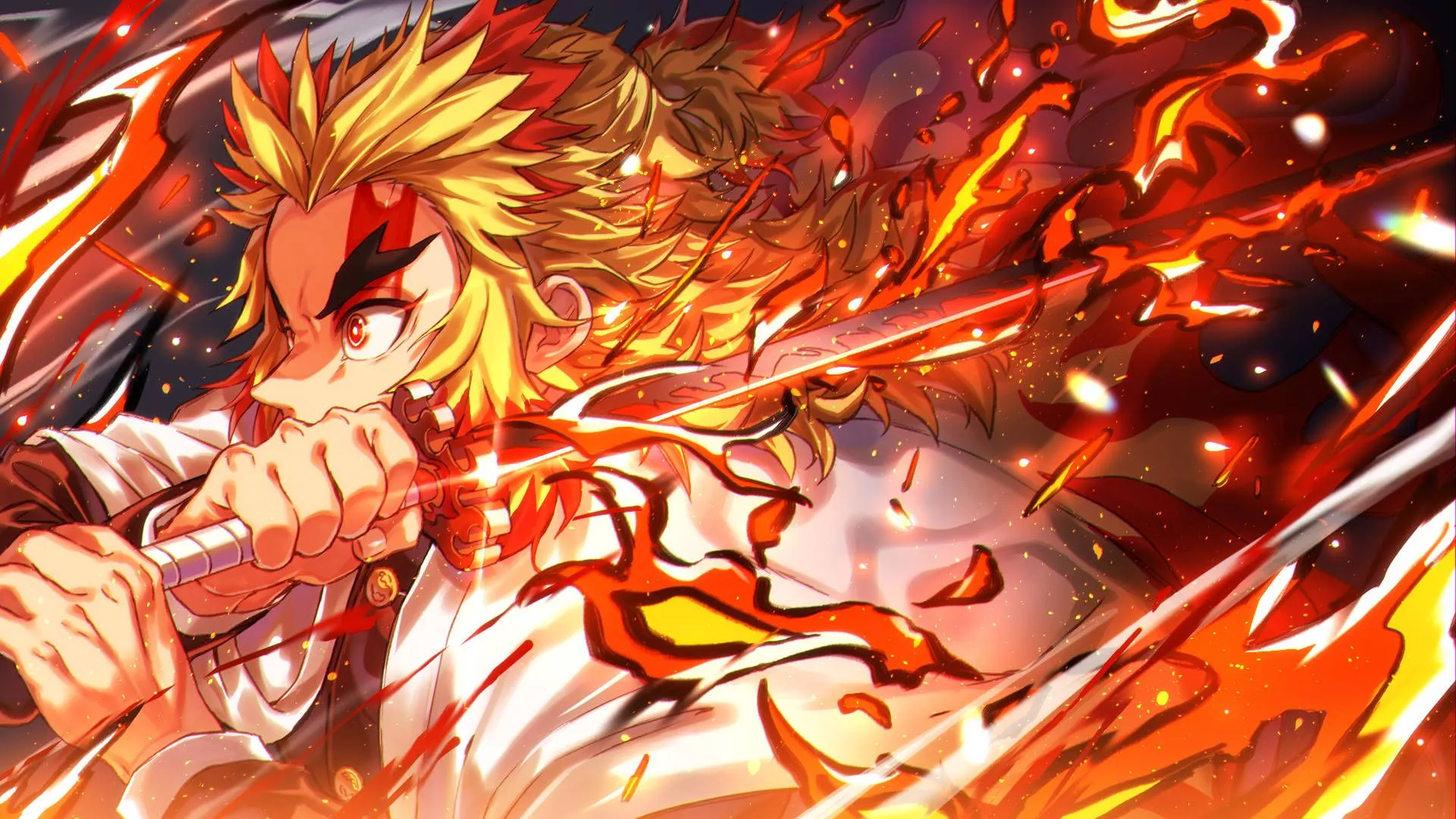 Kyojuro Rengoku With Fiery Sword