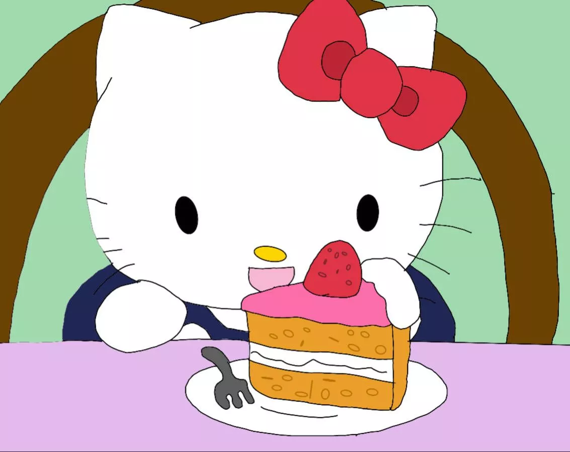 Download Hello Kitty PFP Eating Cake