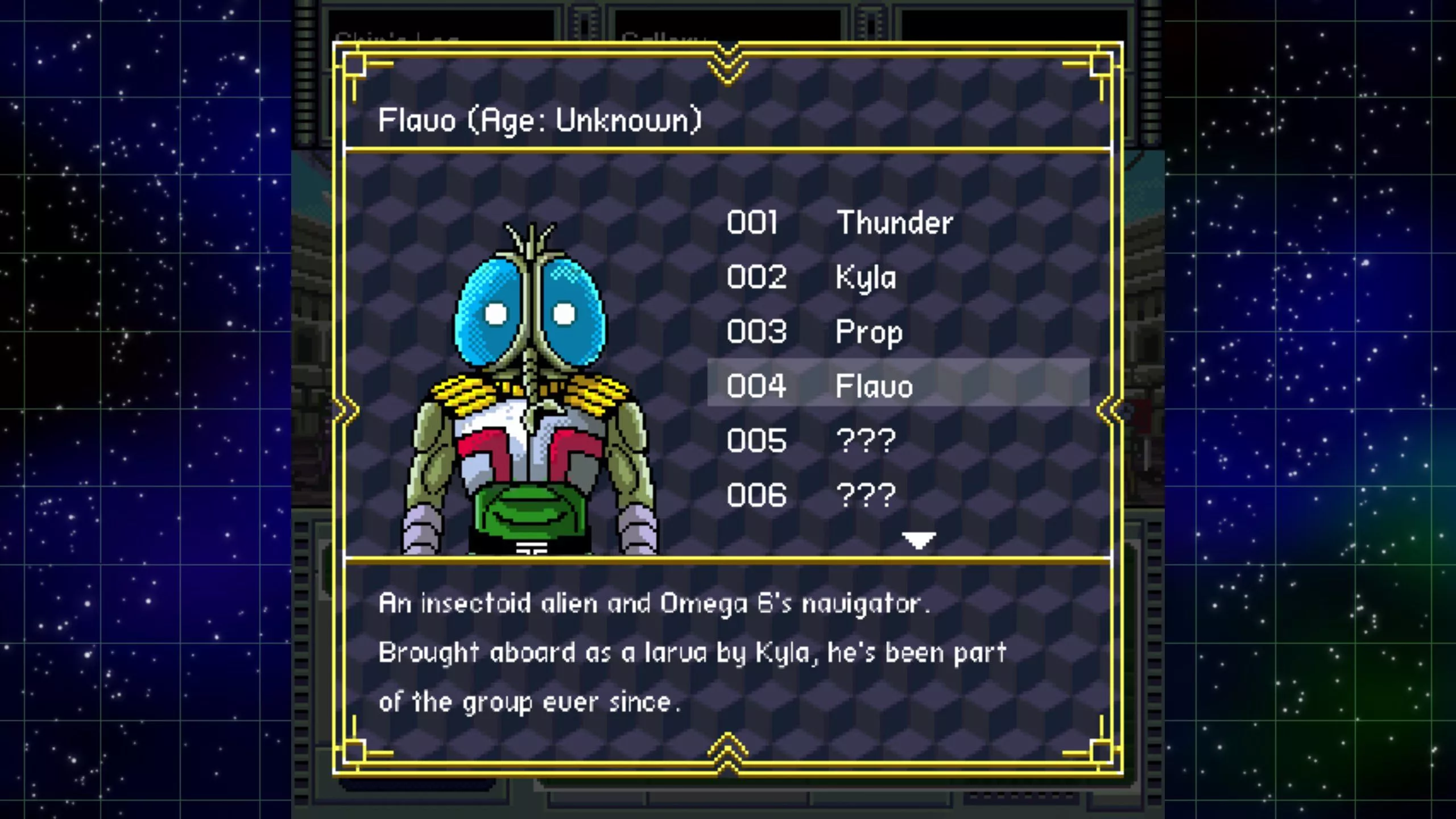 navigator aboard the spaceship Omega