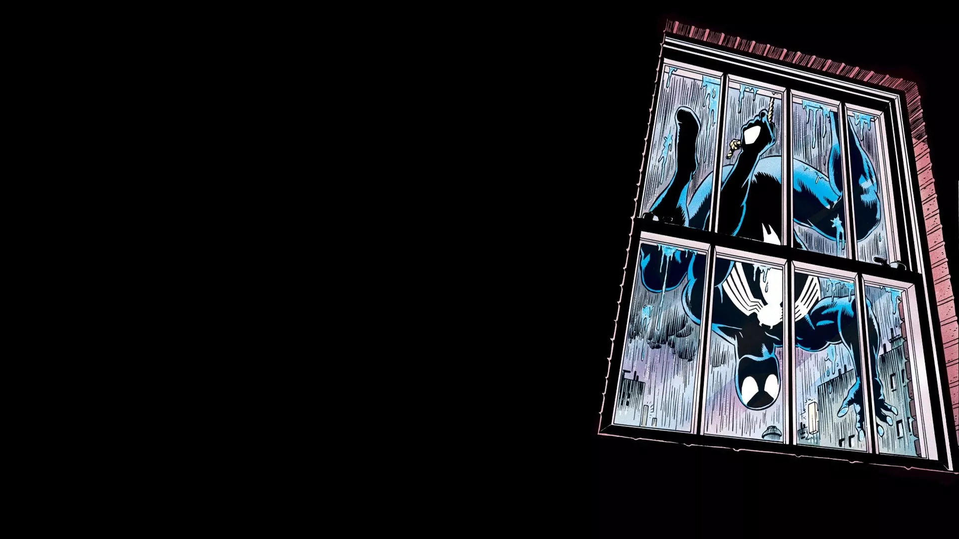 Wallpaper rain, window, Comics, Venom, Spider Man, black suit for mobile and desktop, section фантастика, resolution 1920x1080